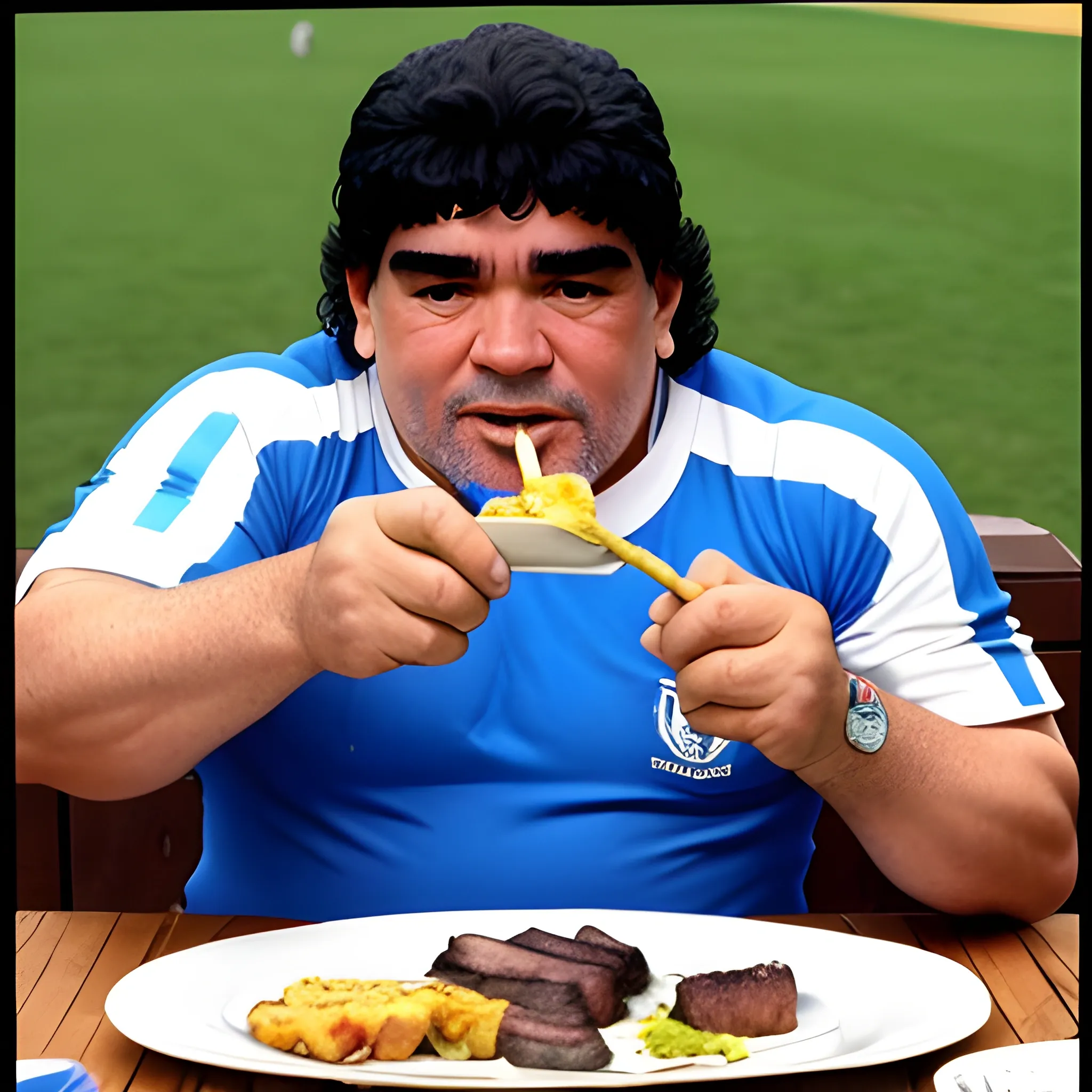 Diego Maradona comiendo asado