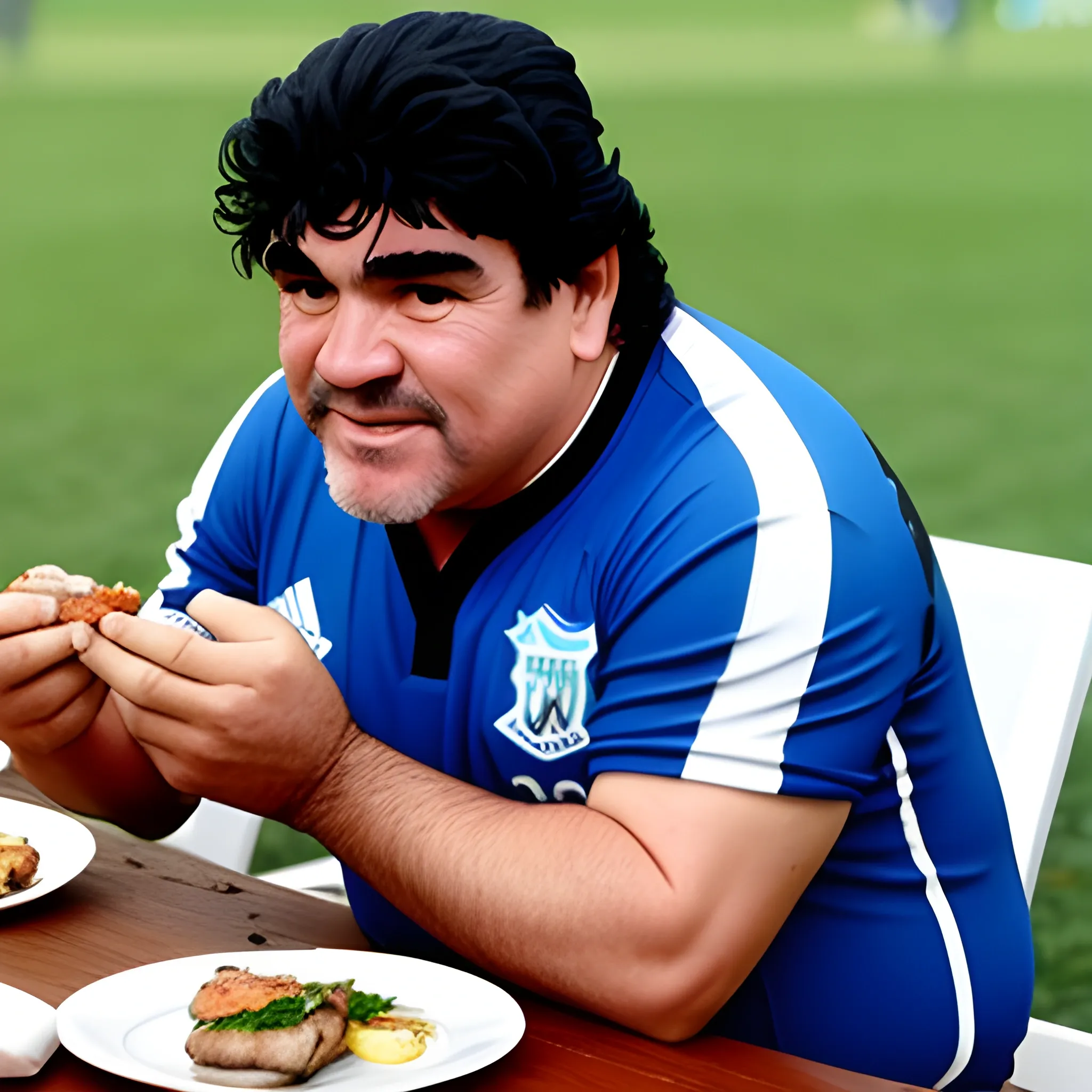 Diego Maradona comiendo asado