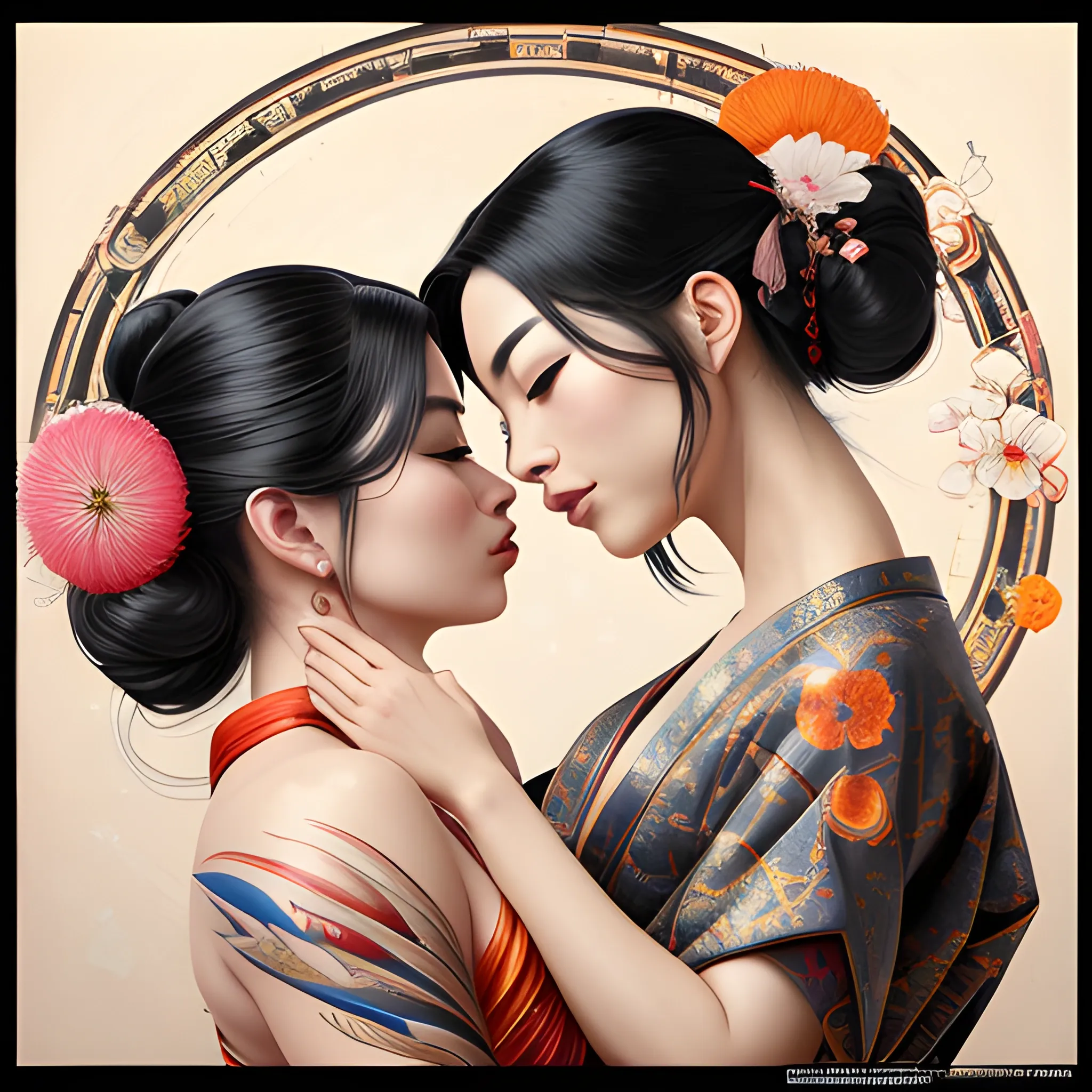 portrait of two girls kissing, anime, drawn by WLOP,, Stable Diffusion