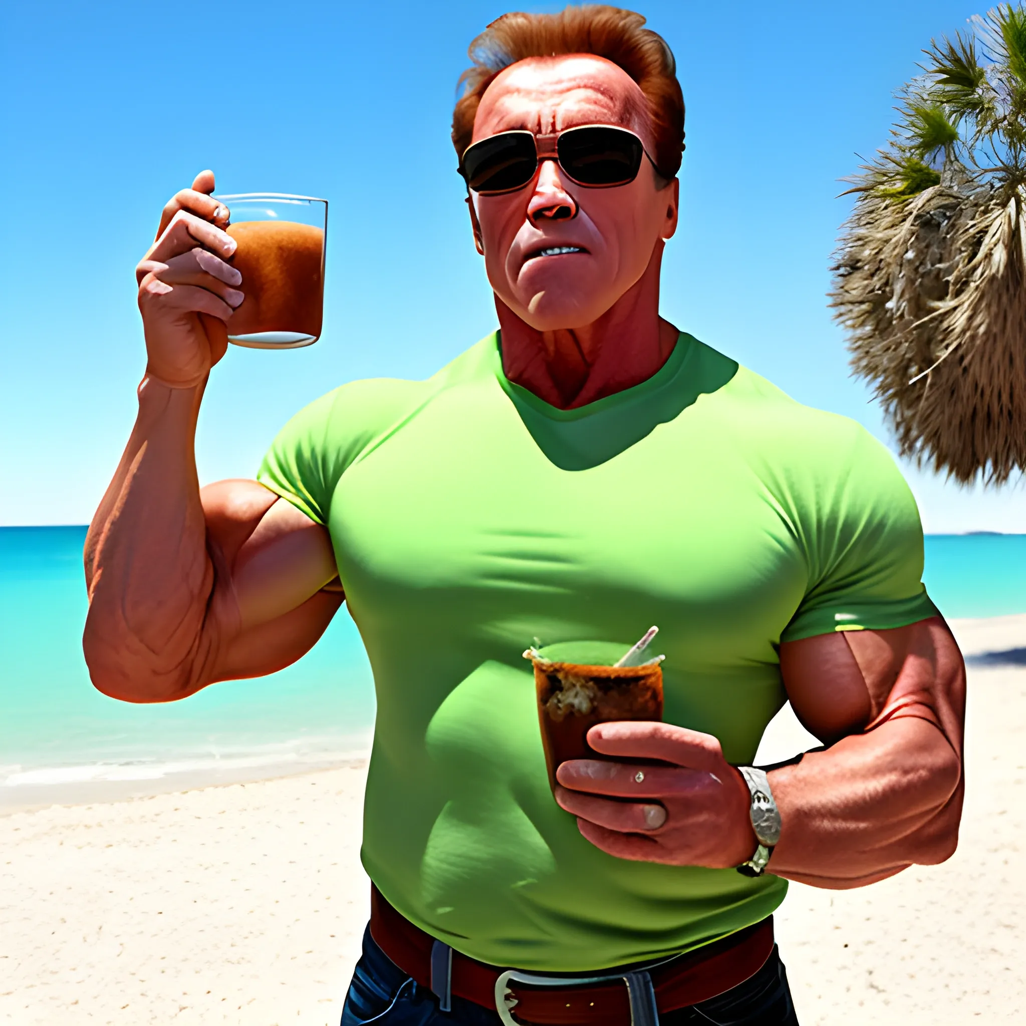 Arnold Schwarzenegger tomando mate 
