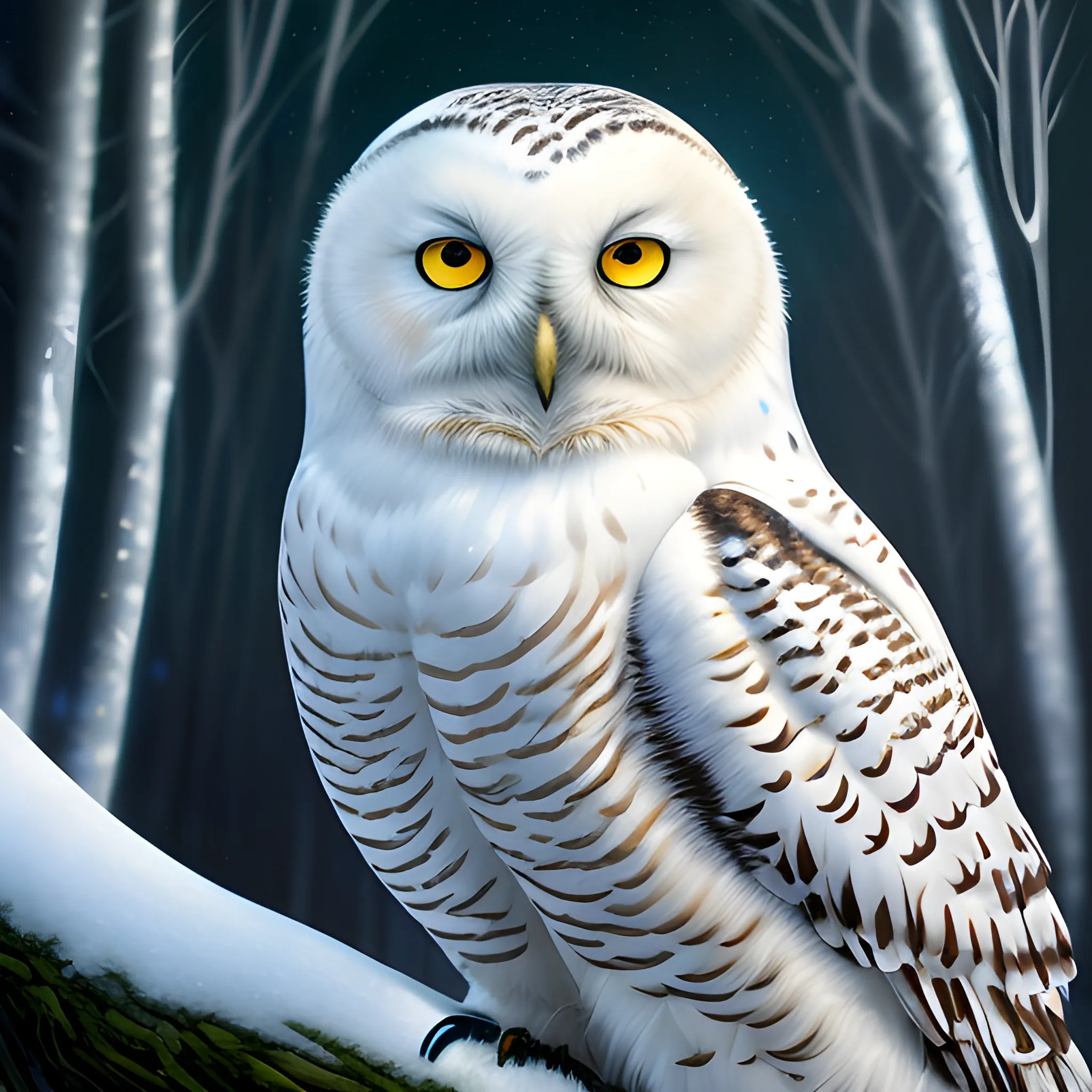 hyperdetailed oil on canvas, a detailed portrait of a Snowy Owl ...