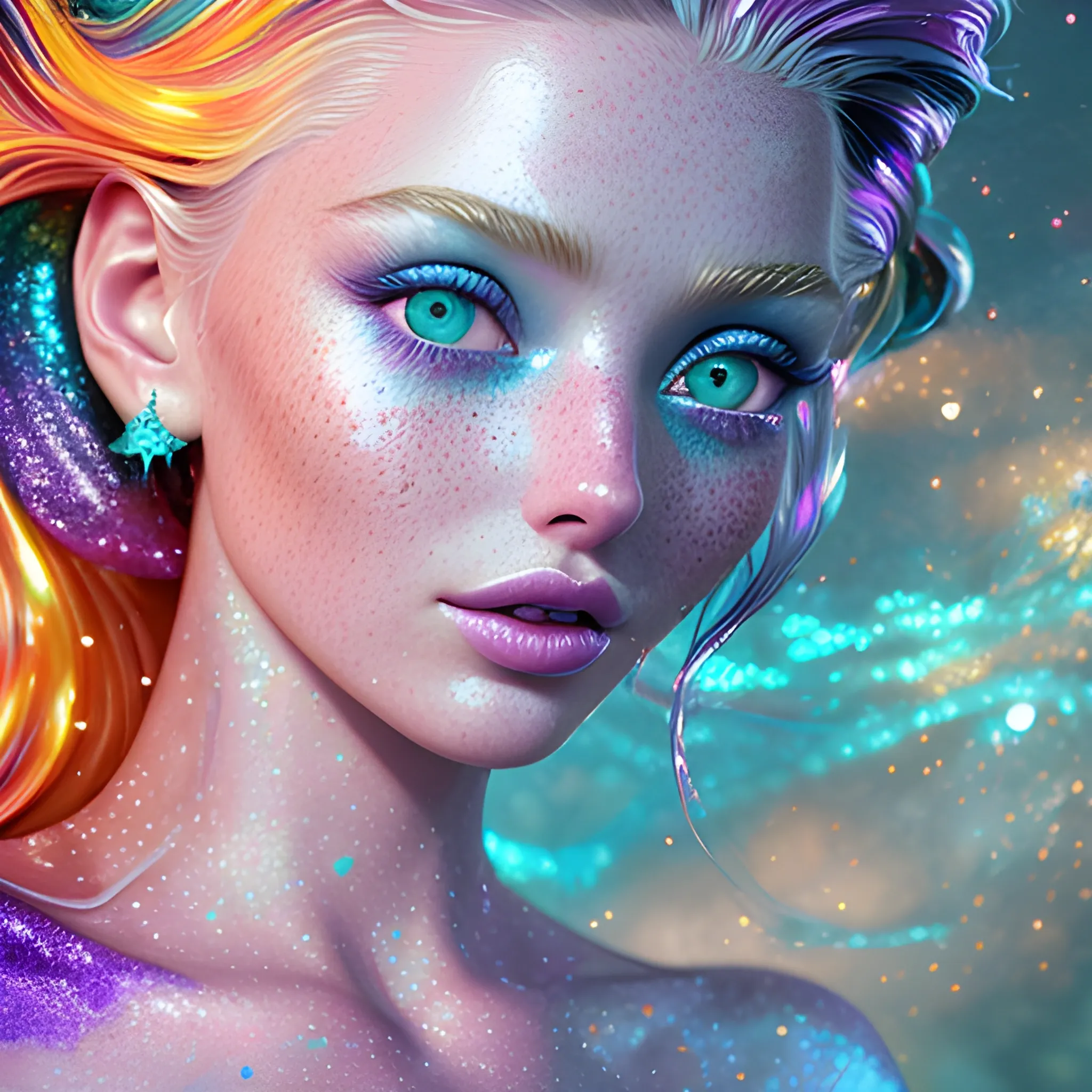 hyperdetailed oil on canvas, beautiful Elsa Hosk as a mermaid, b ...