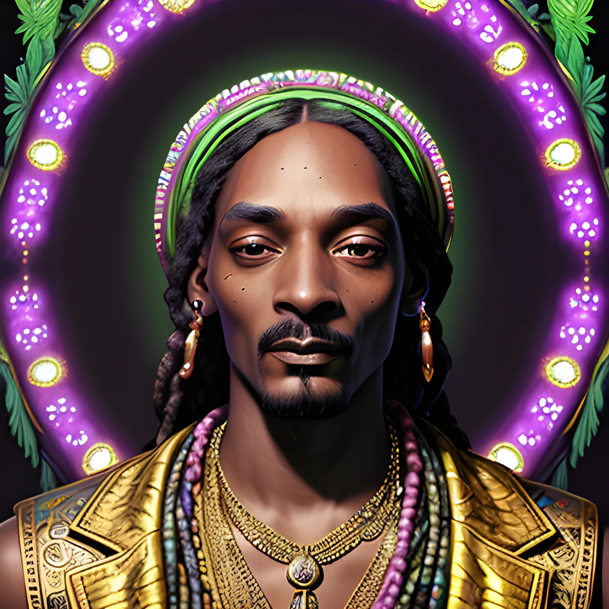 neoclassicist colorful blacklight uv highly detailed painting of Snoop Dogg as a marijuana goddess, ethereal fantasy hyperdetailed mist, maximalist matte painting, polished, realistic oil painting; old fashioned, vintage, antique; luminous color sparkles, marijuana, by gaston bussiere, craig mullins, j. c. leyendecker, norman rockwell