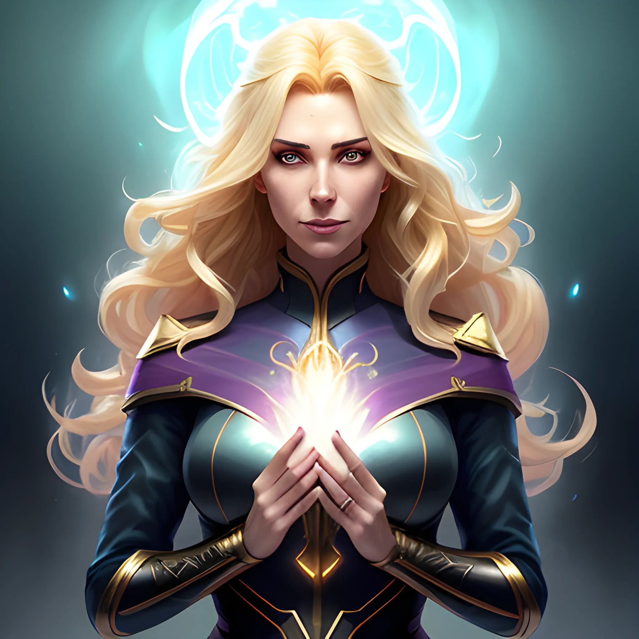 ealistic portrait of a innocent young teen girl, d&d magic fantasy, dark magical school student uniform, blonde curly hair, casting a bright large-scale magical spell around herself, overflowing energy, highly detailed, digital painting, trending on artstation, pixiv, concept art, sharp focus, illustration, art by Ross Tran and Greg Rutkowski and Walt Disney animation

magic