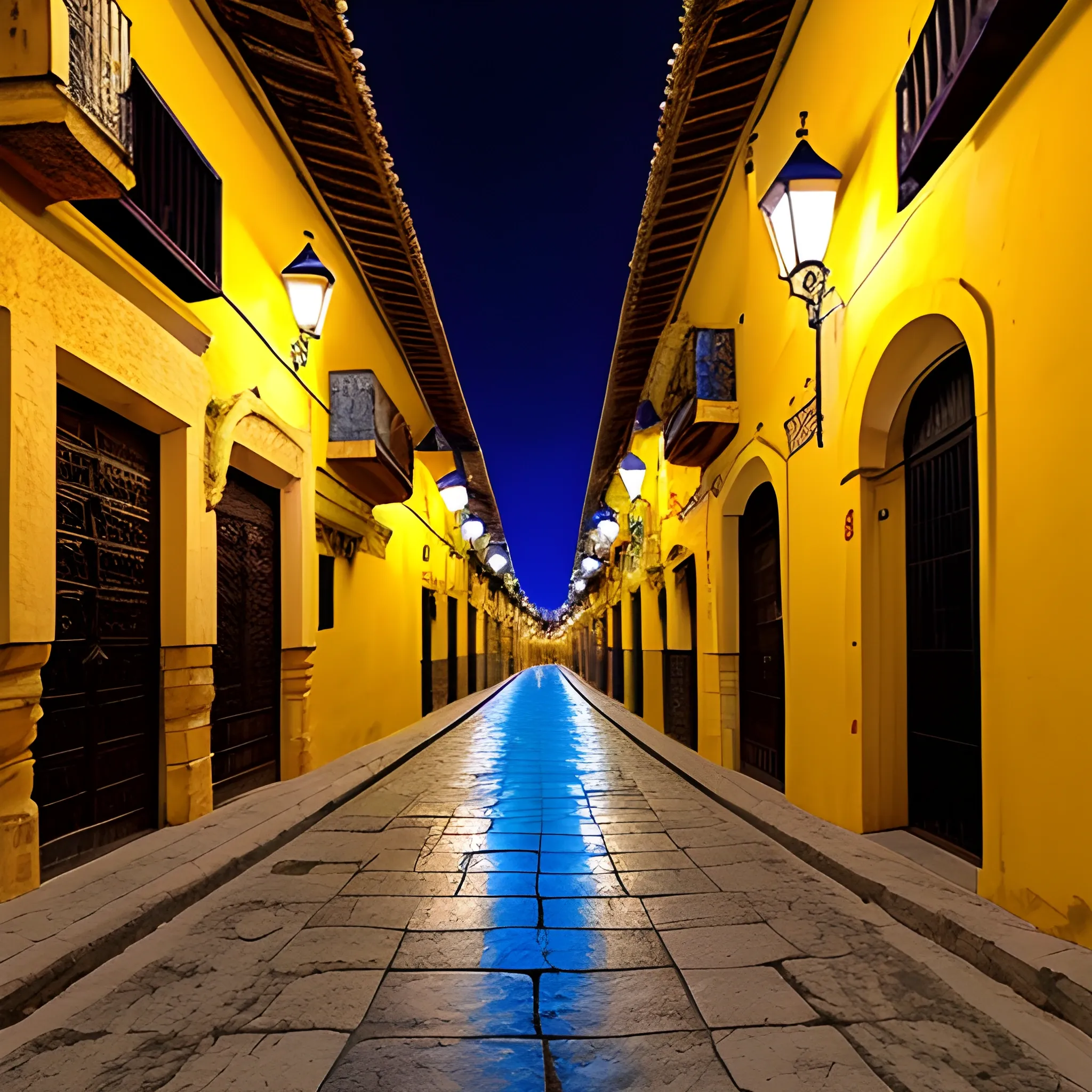 Imagen de las calles de Granada de noche., Trippy