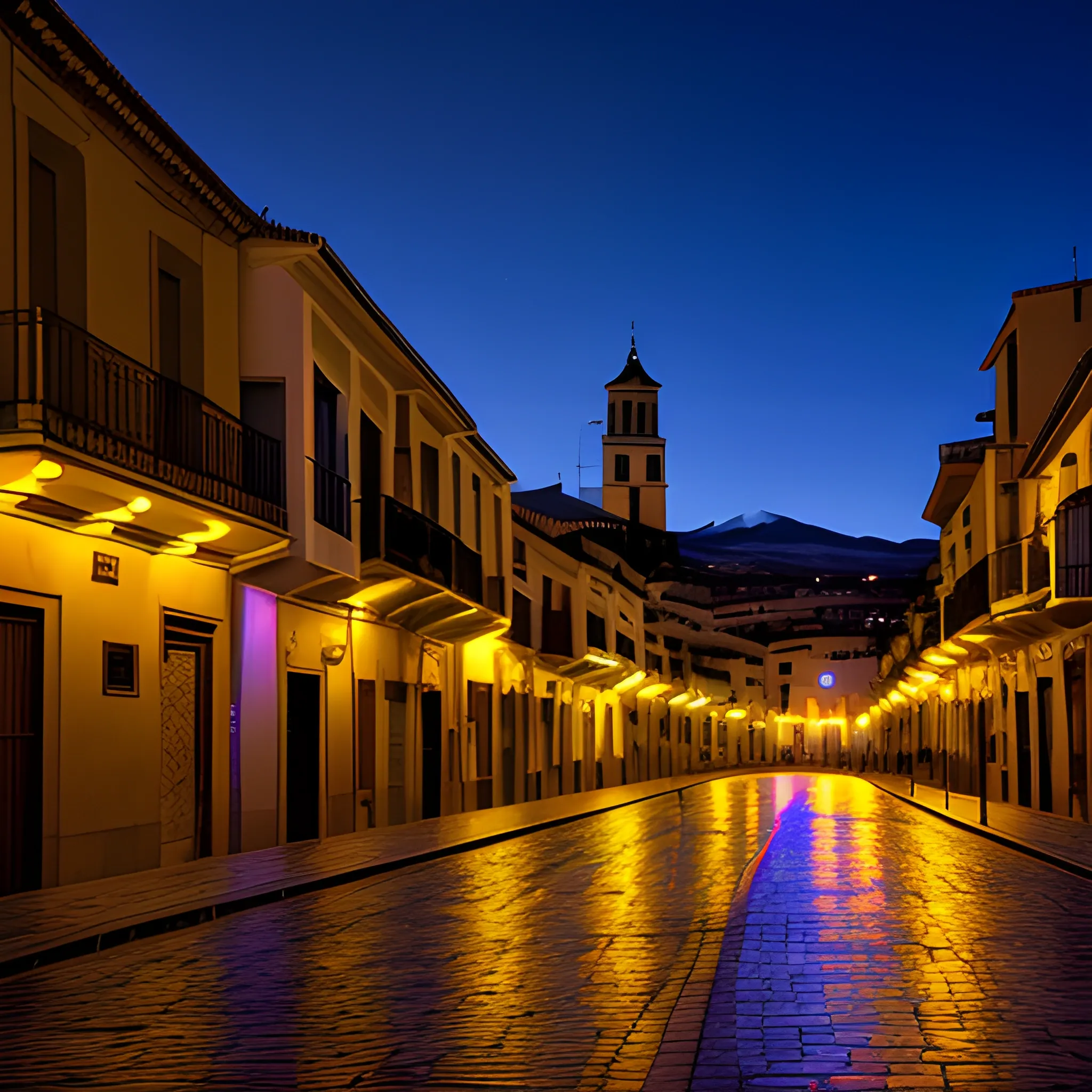 Imágenes de la vida nocturna en Granada con luces parpadeantes.