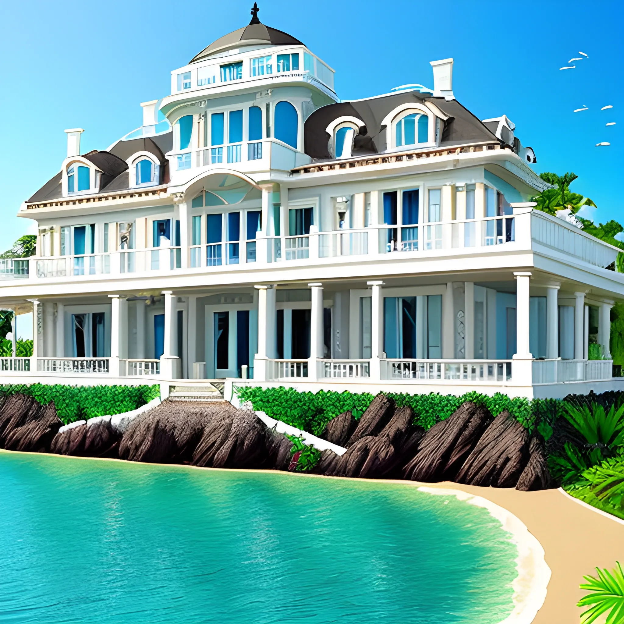 mansion with acuarium with ocean view 
