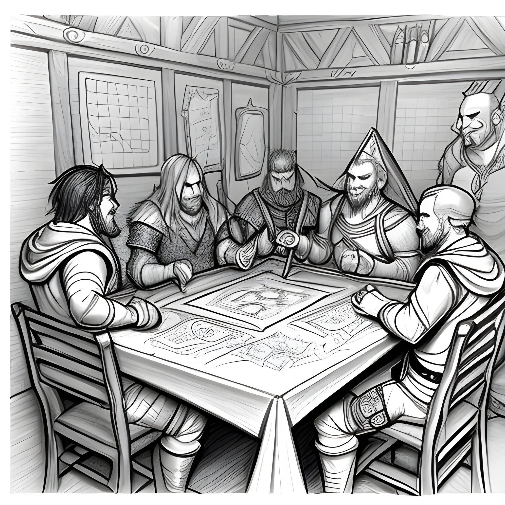 D&D Party , Funny, Pencil Sketch