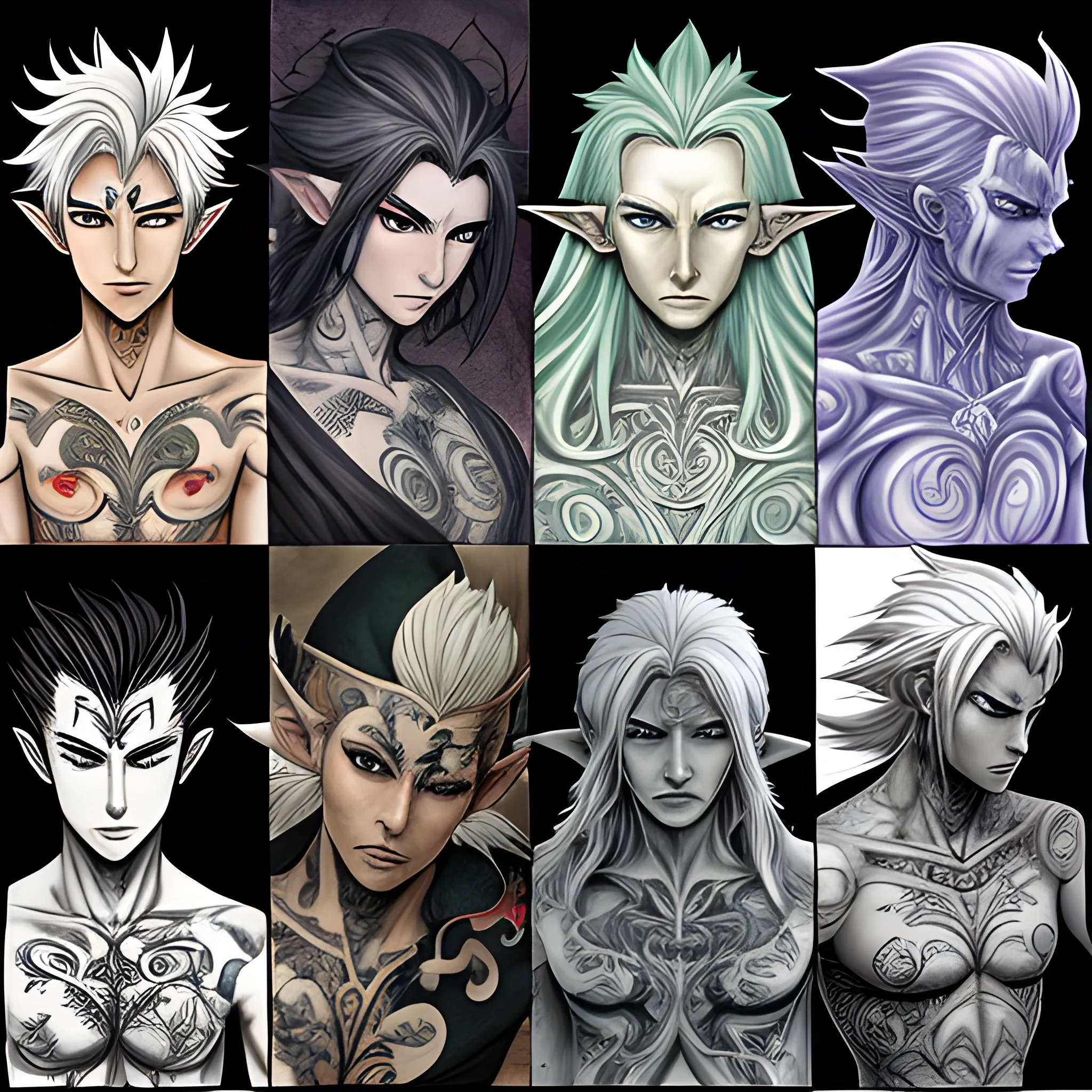 Fantasy, Manga, Wizard, Elf with Tattoos