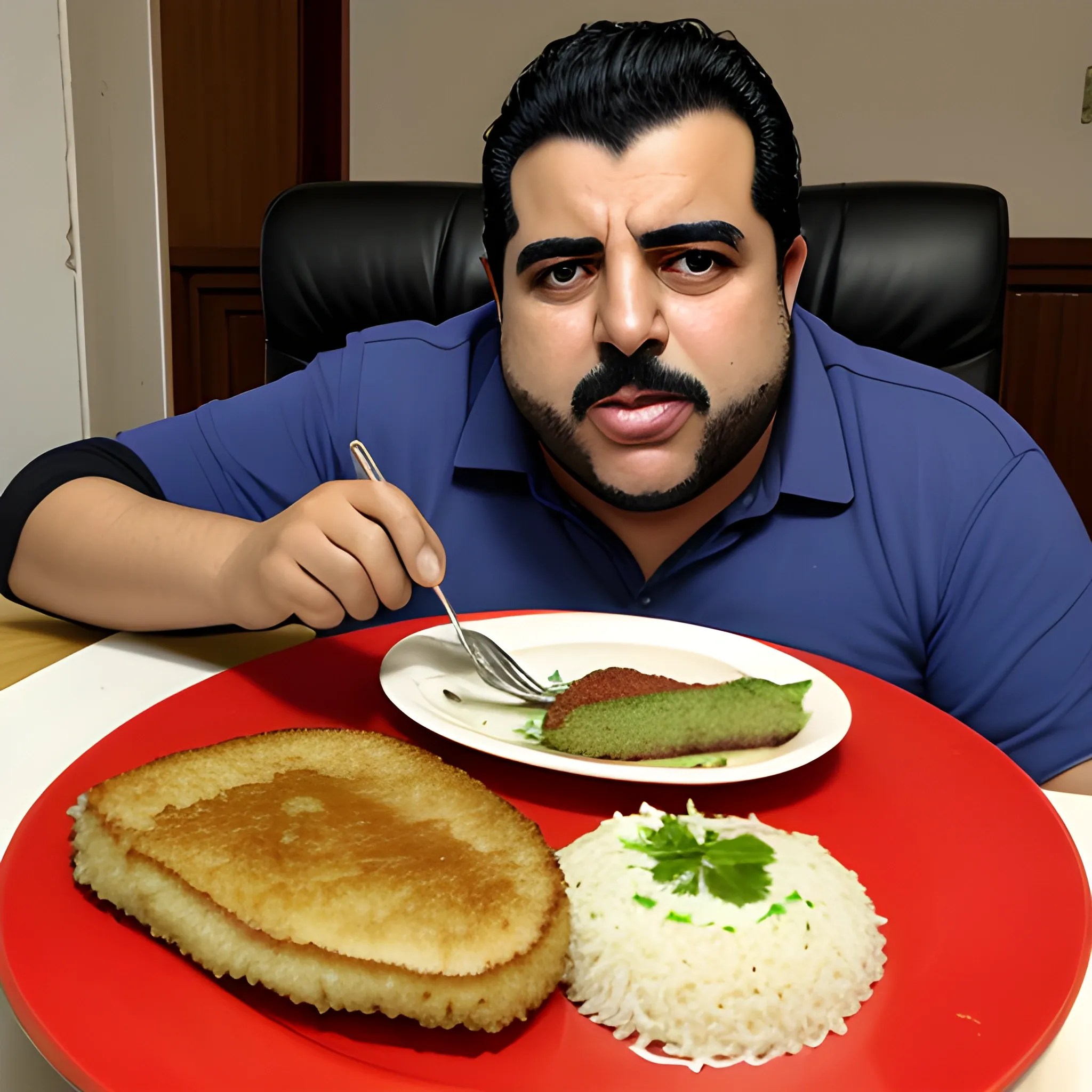 Pedro Picapiedra comiendo milanesa