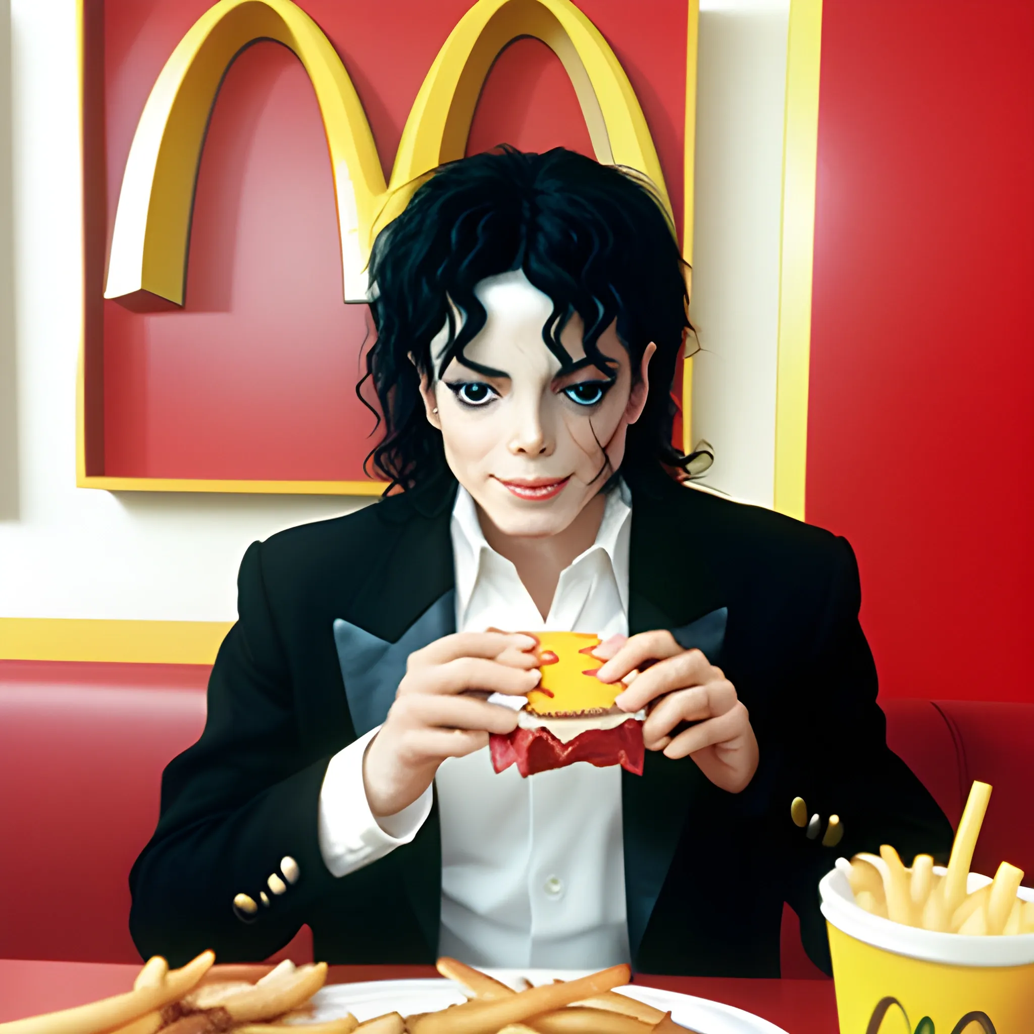 Michael Jackson eating McDonald's