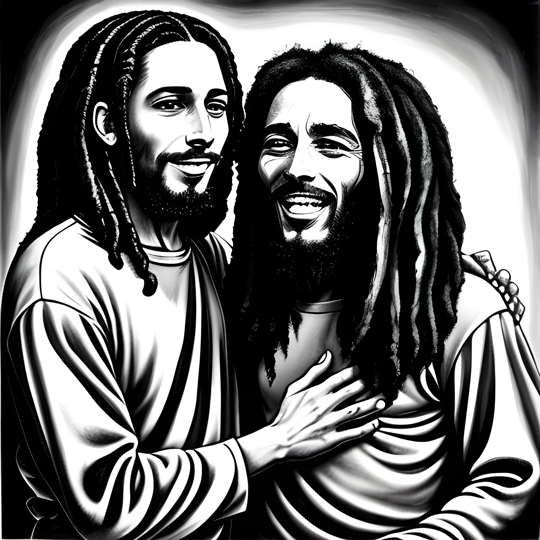 Jesus with bob marley 