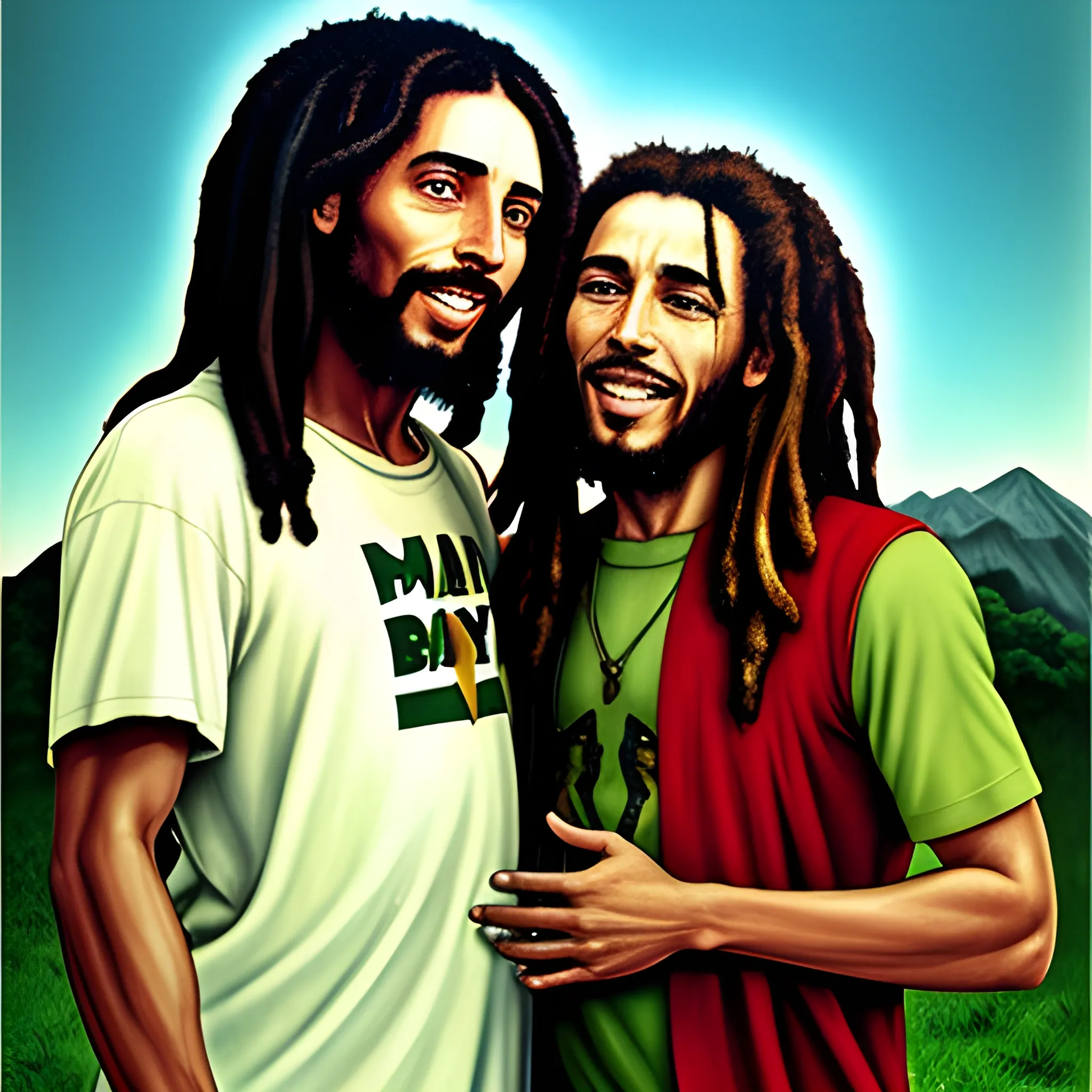 Jesus with bob marley 