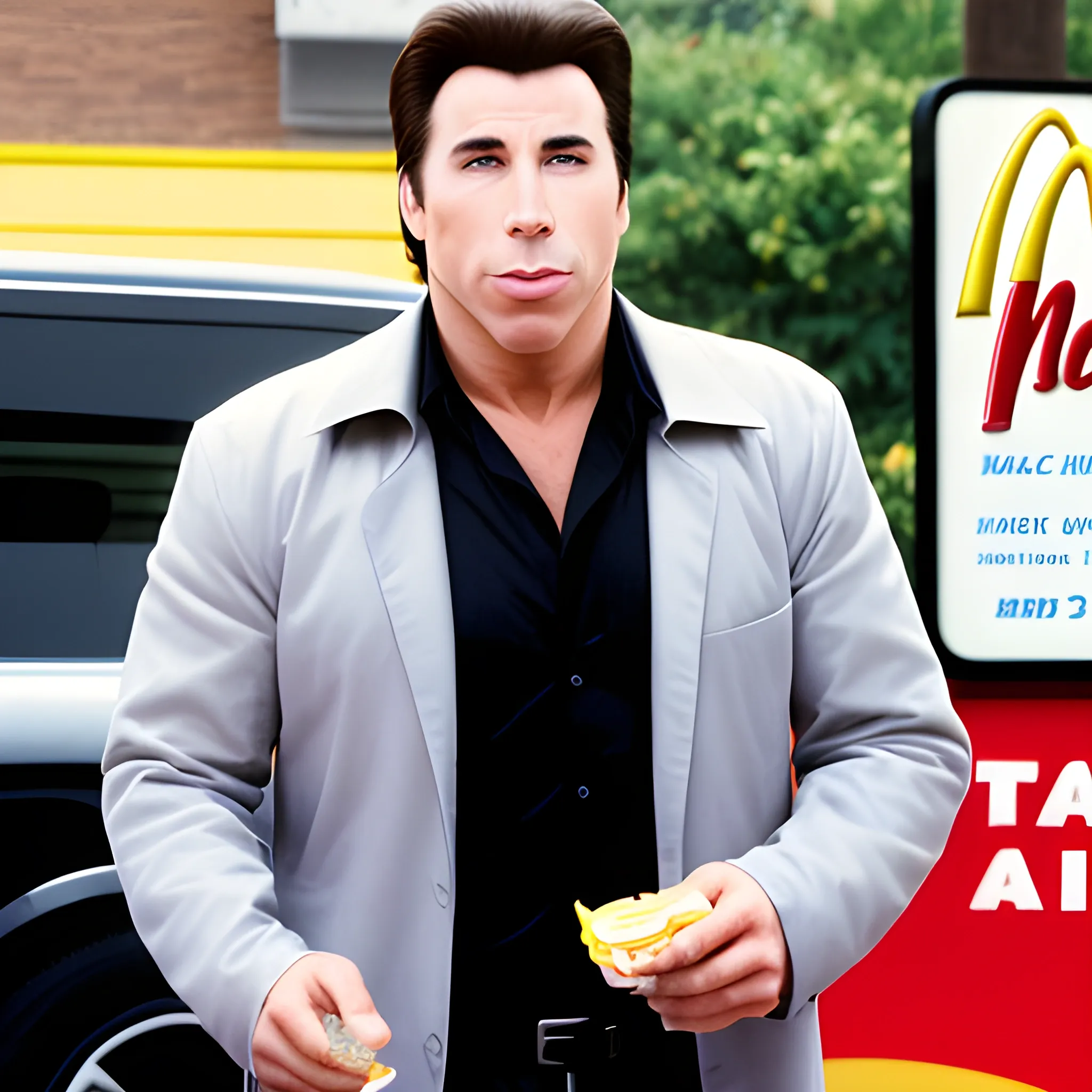 John Travolta eating MCDonalds