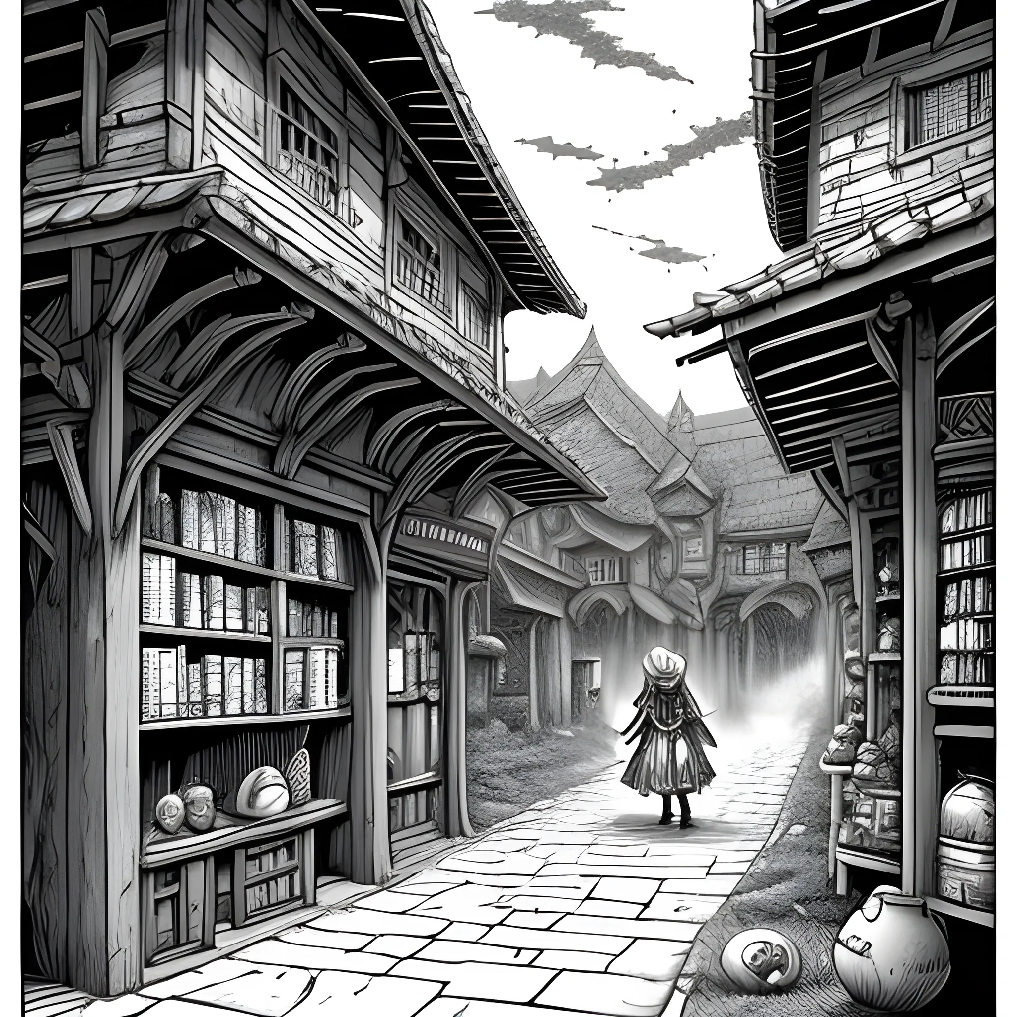 Fantasy, Manga, Monochrome Purple, Merchant, Travelling Down a Road