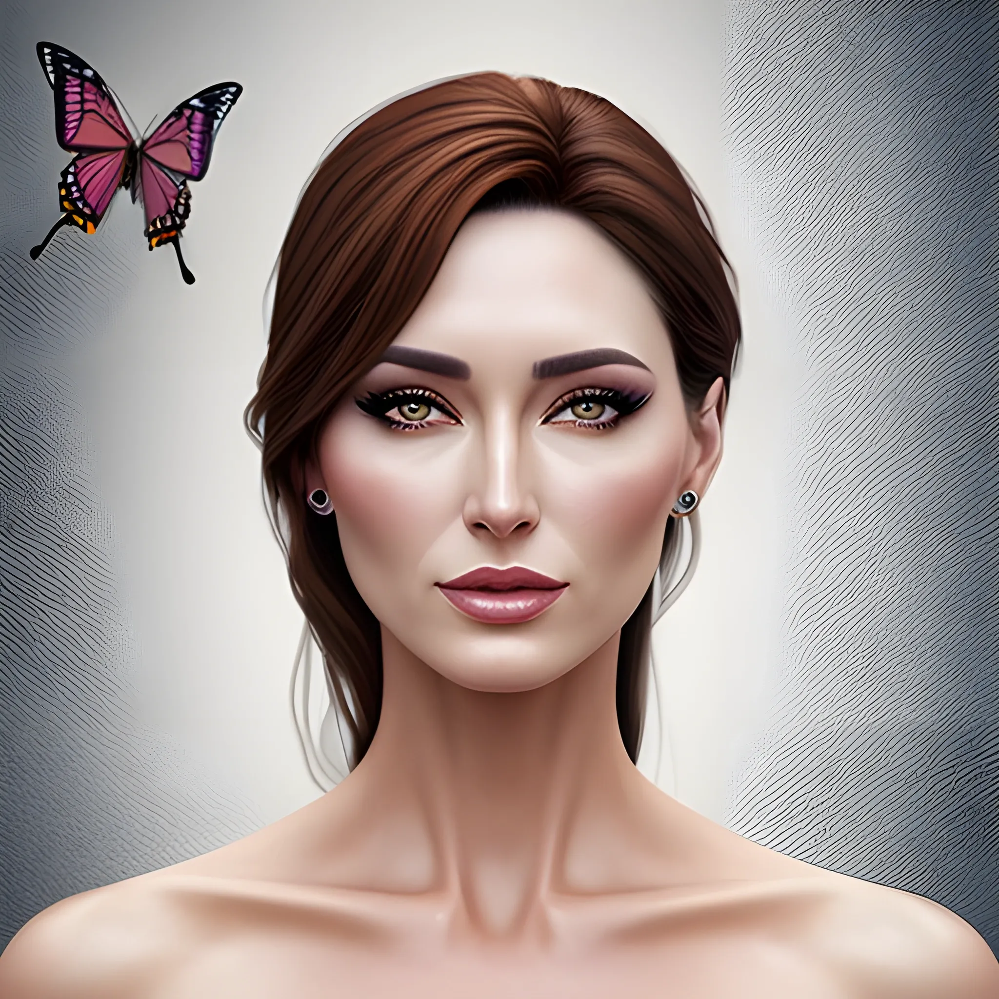 Butterfly Girl, Hyper Realistic Stunning Female Portrait