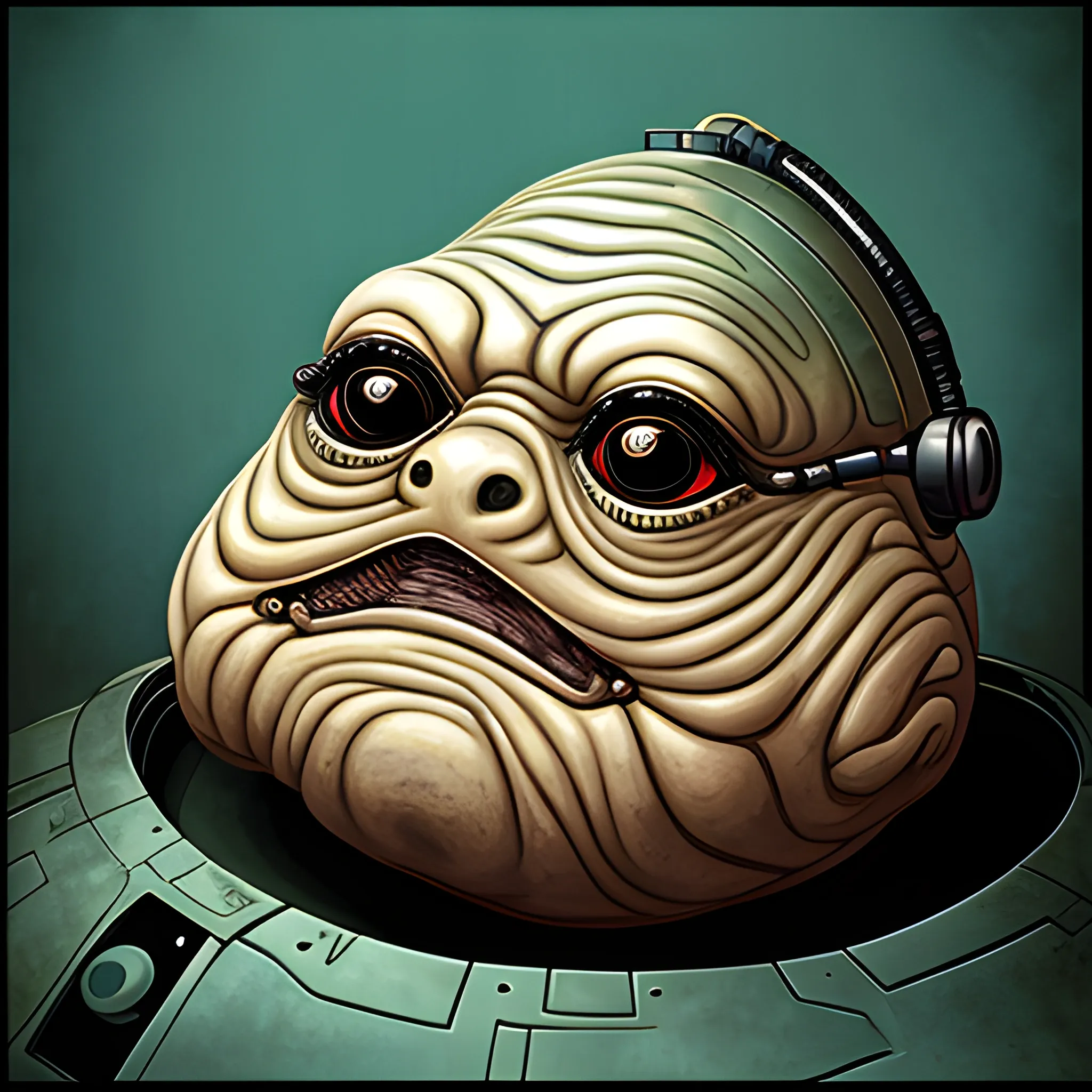 jabba the hutt with a robotic eye