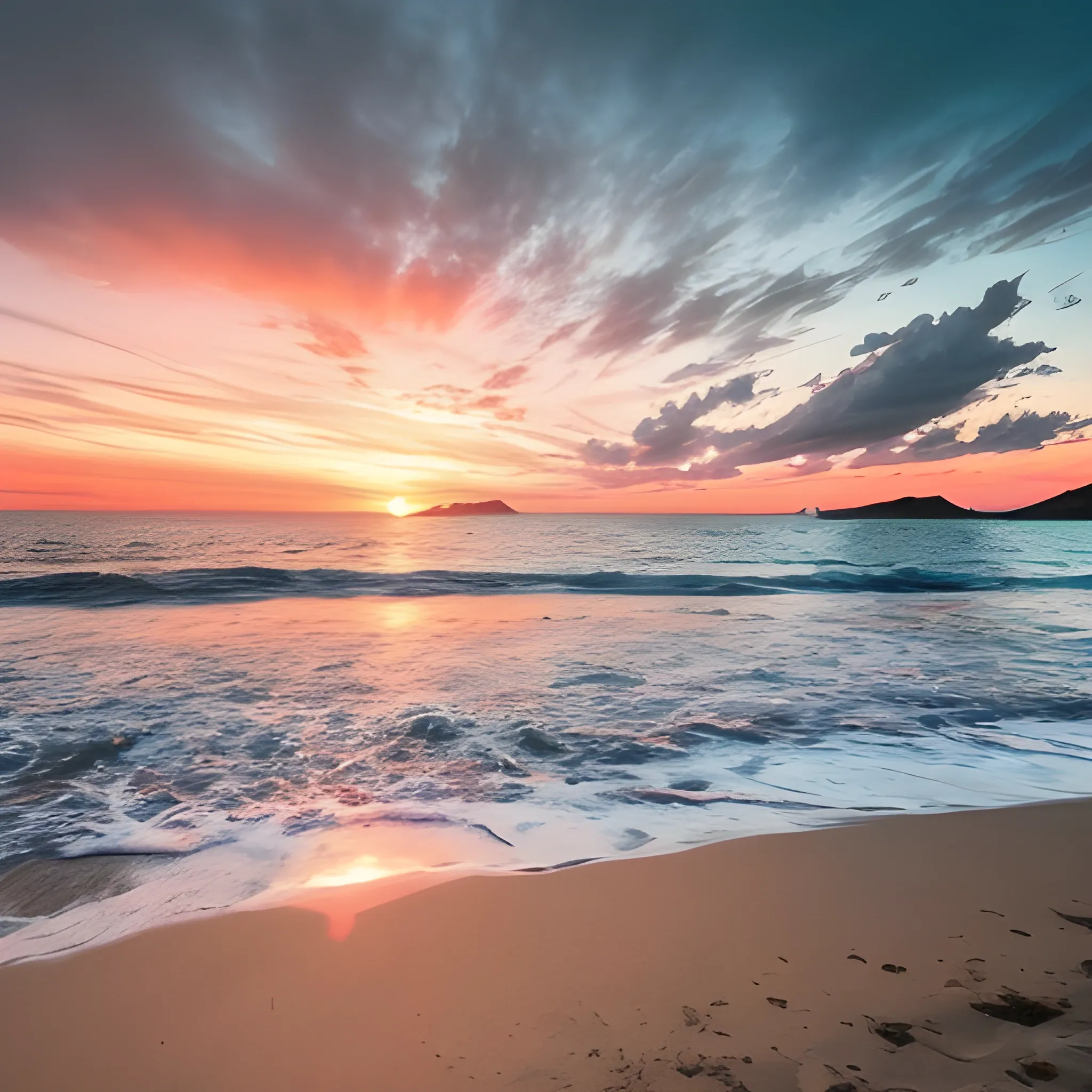 Crea una escena en la que un fotógrafo profesional está tratando de capturar la imagen perfecta de un atardecer en la playa. Describe su proceso creativo.