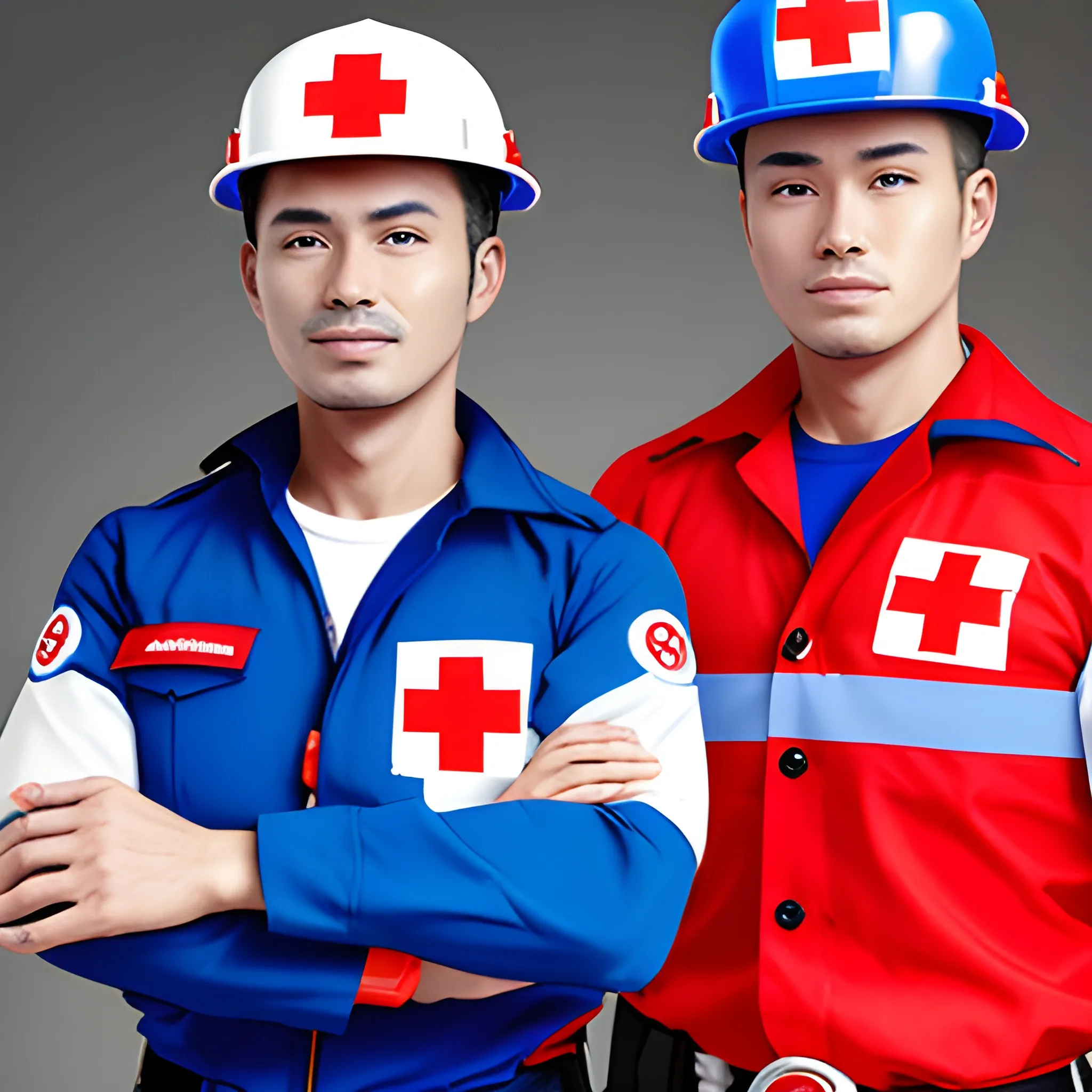 RESCUE MAN UNIFORM BLUE RED CROSS

