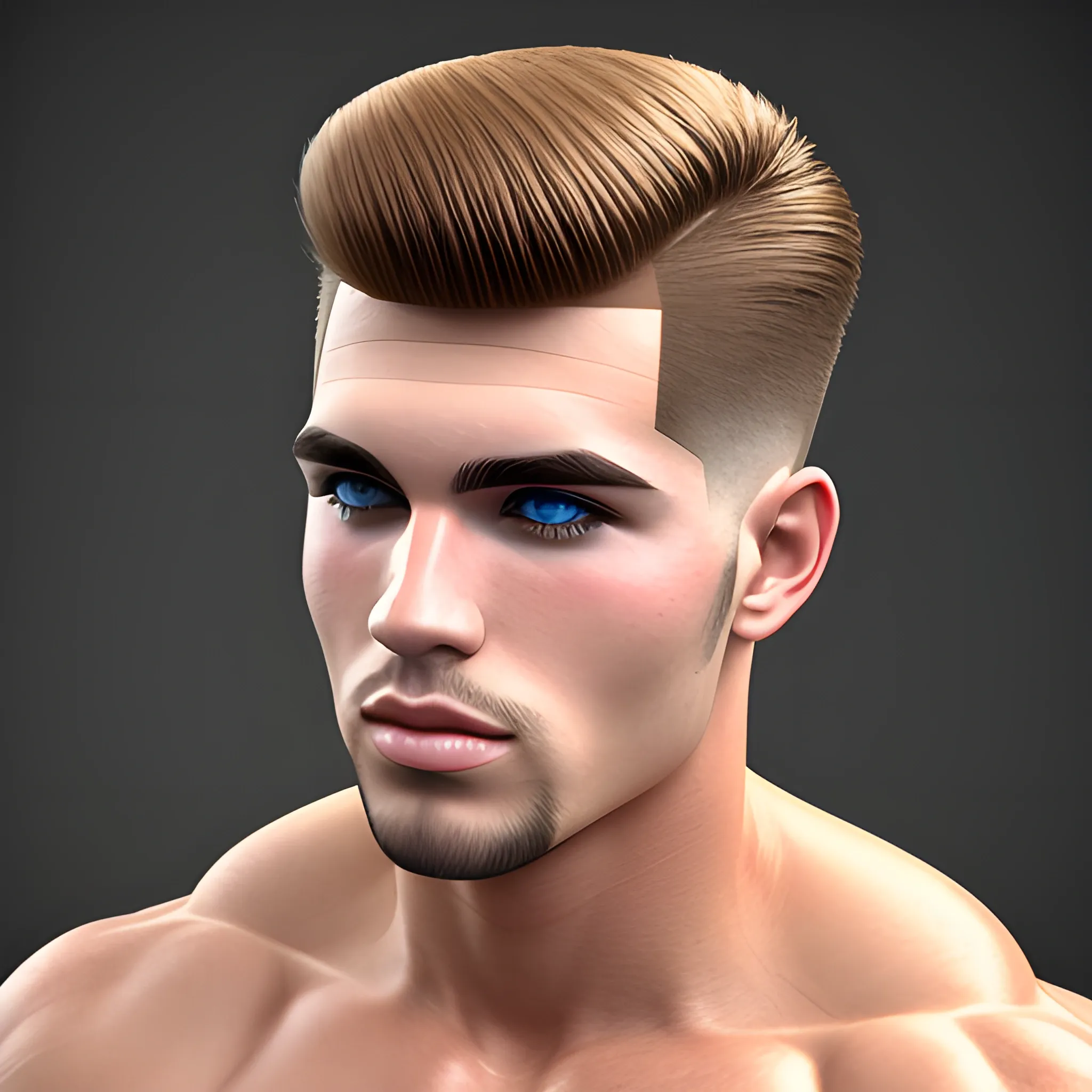 muscle male model 70s haircut
, 3D