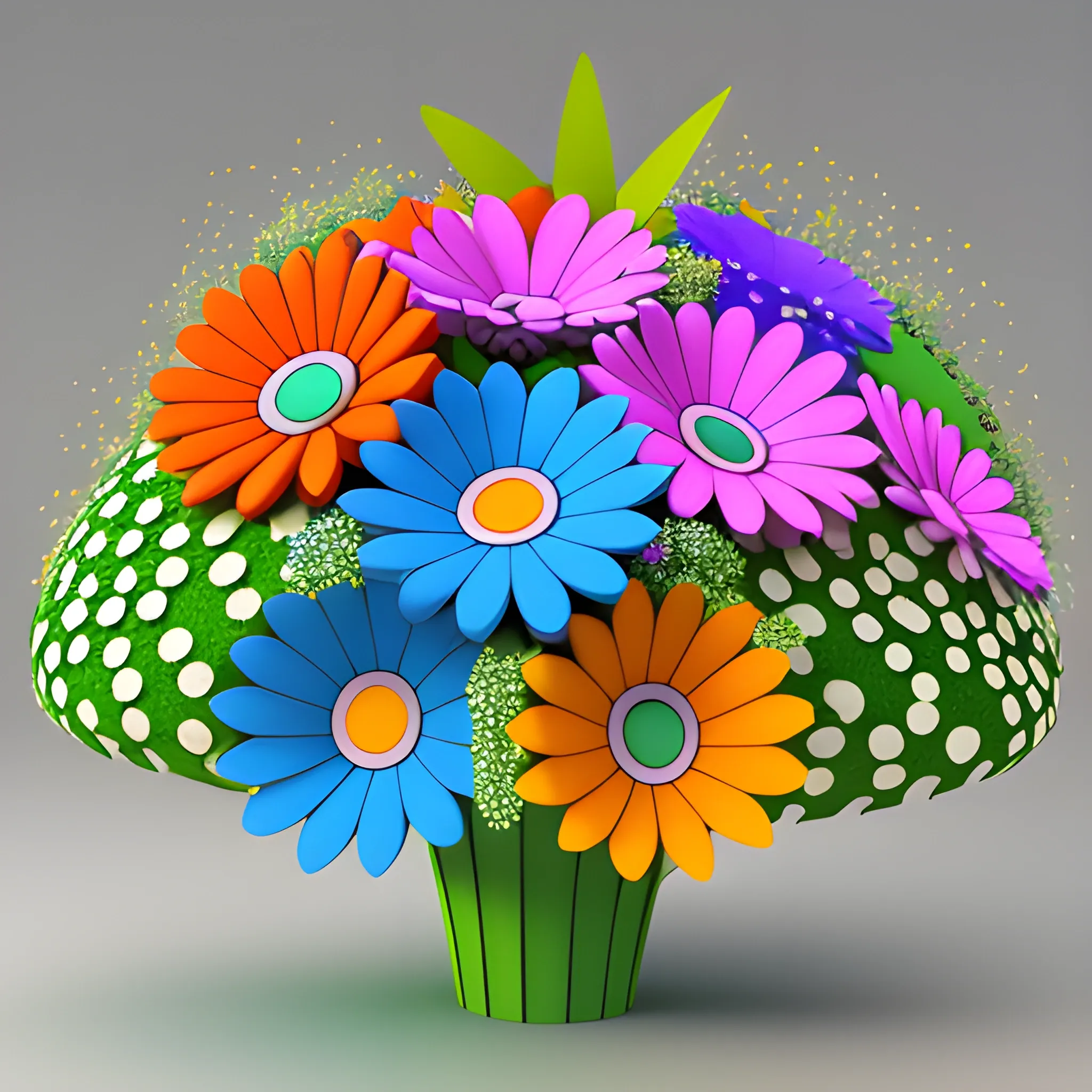 diseño abstracto cojin de flores 3d, png
