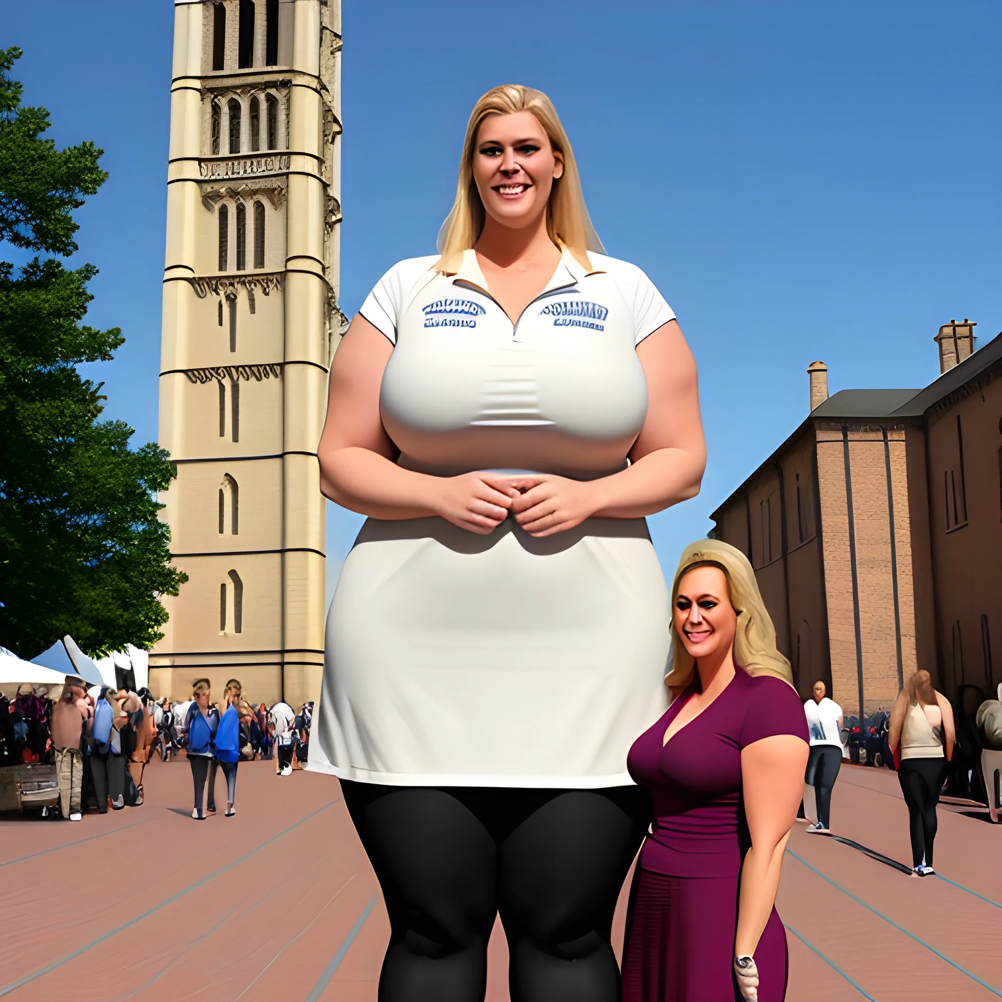 one huge and very tall friendly blonde plus size girl with small 