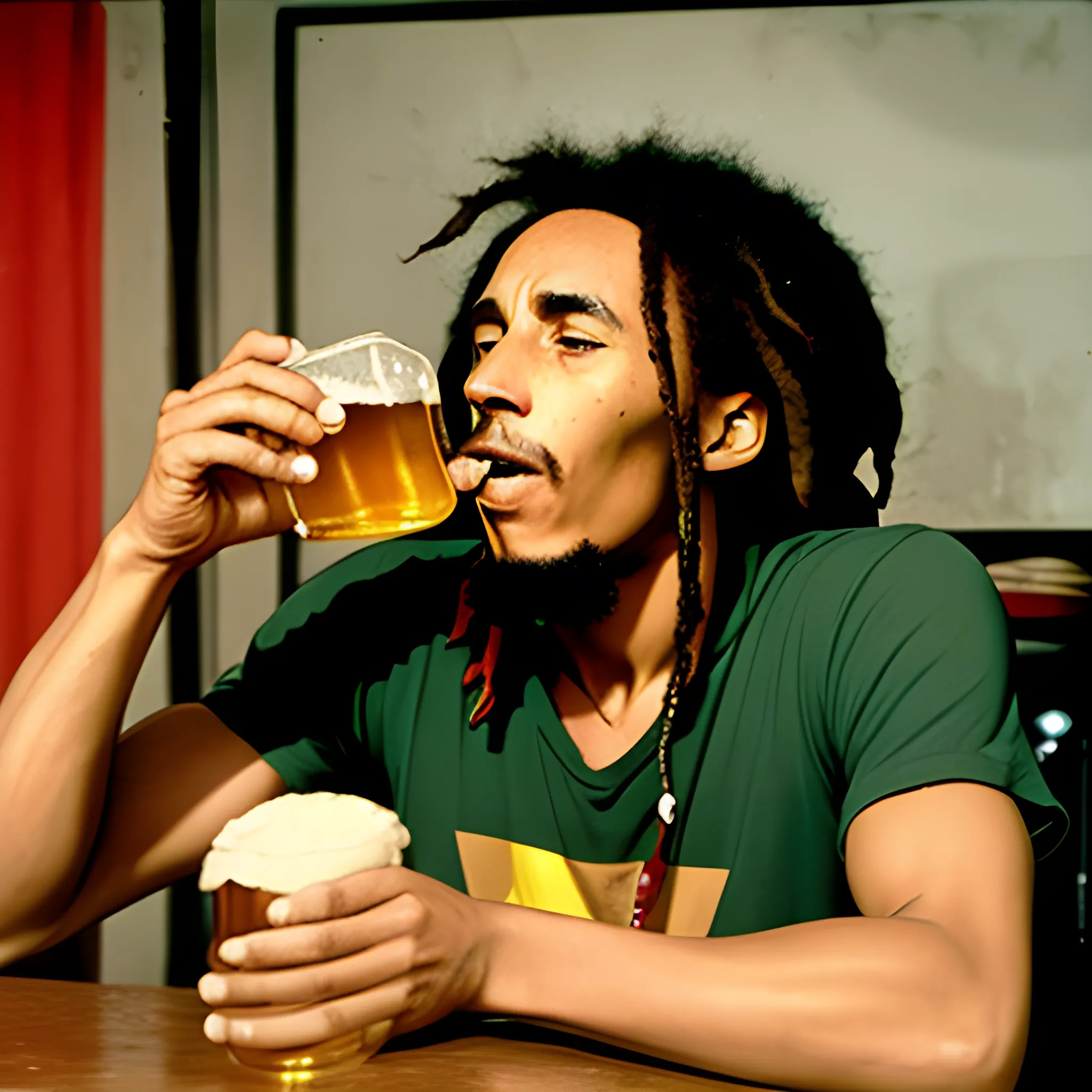 Bob Marley drinking Beer 