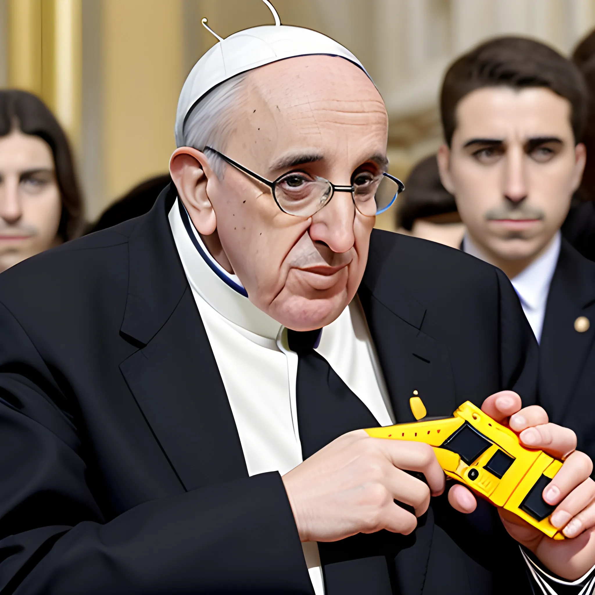 Francisco Bergoglio con una pistola 