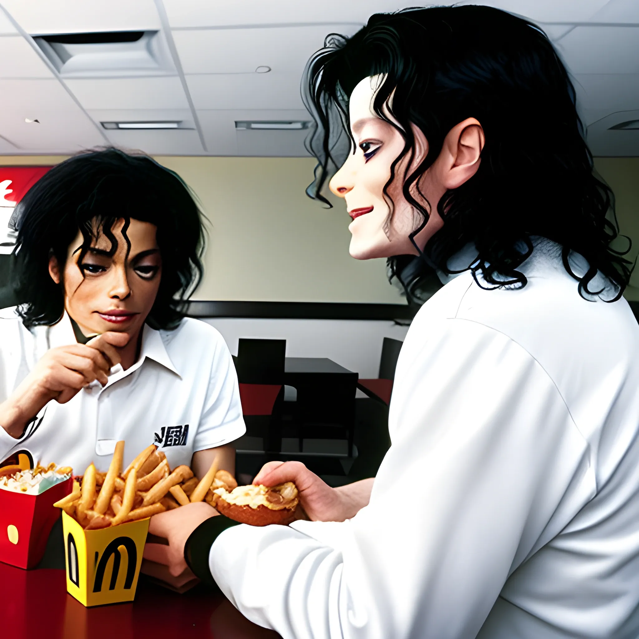 Bill Gates and Michael Jackson eating McDonalds