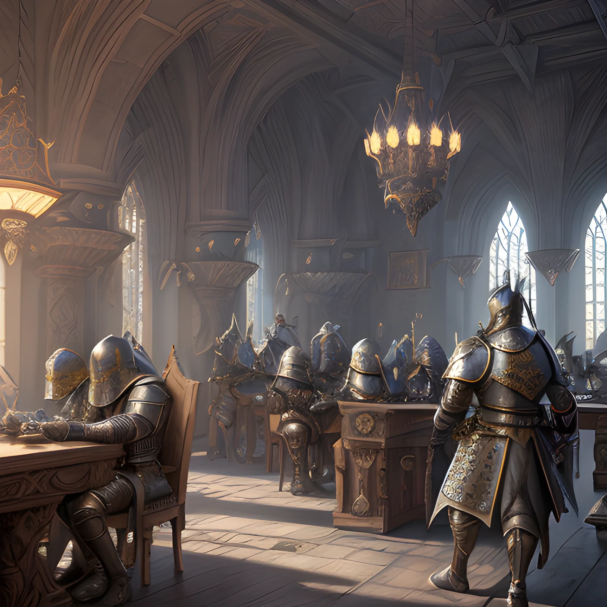 mediaval knights in knight academy, interior, 8k, high resolution, high quality, photorealistic, hyperrealistic, detailed, detailed matte painting, deep color, fantastical, intricate detail, splash screen, complementary colors, fantasy concept art, 8k resolution trending on Artstation Unreal Engine,

{
"width": 1024,
"height": 512
}