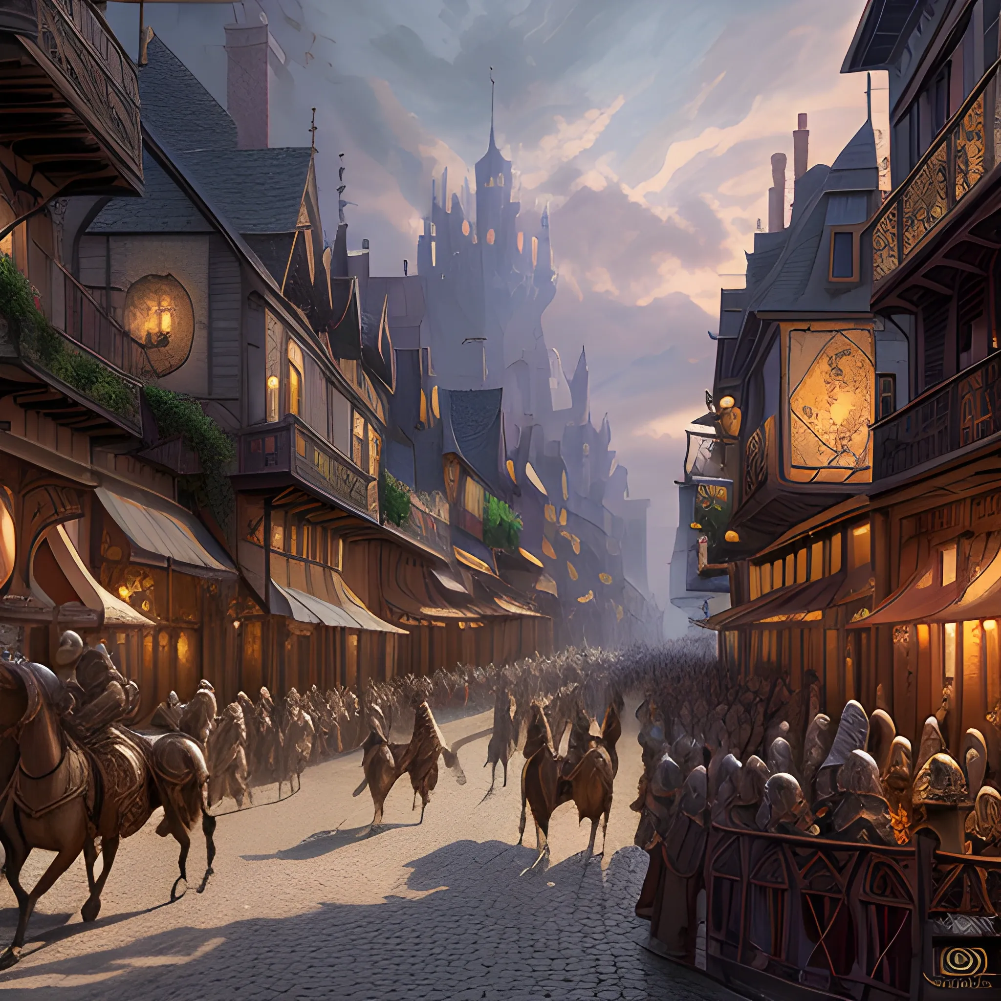 royal street, medieval, knights, rich district, 8k, high resolution, high quality, photorealistic, hyperrealistic, detailed, detailed matte painting, deep color, fantastical, intricate detail, splash screen, complementary colors, fantasy concept art, 8k resolution trending on Artstation Unreal Engine