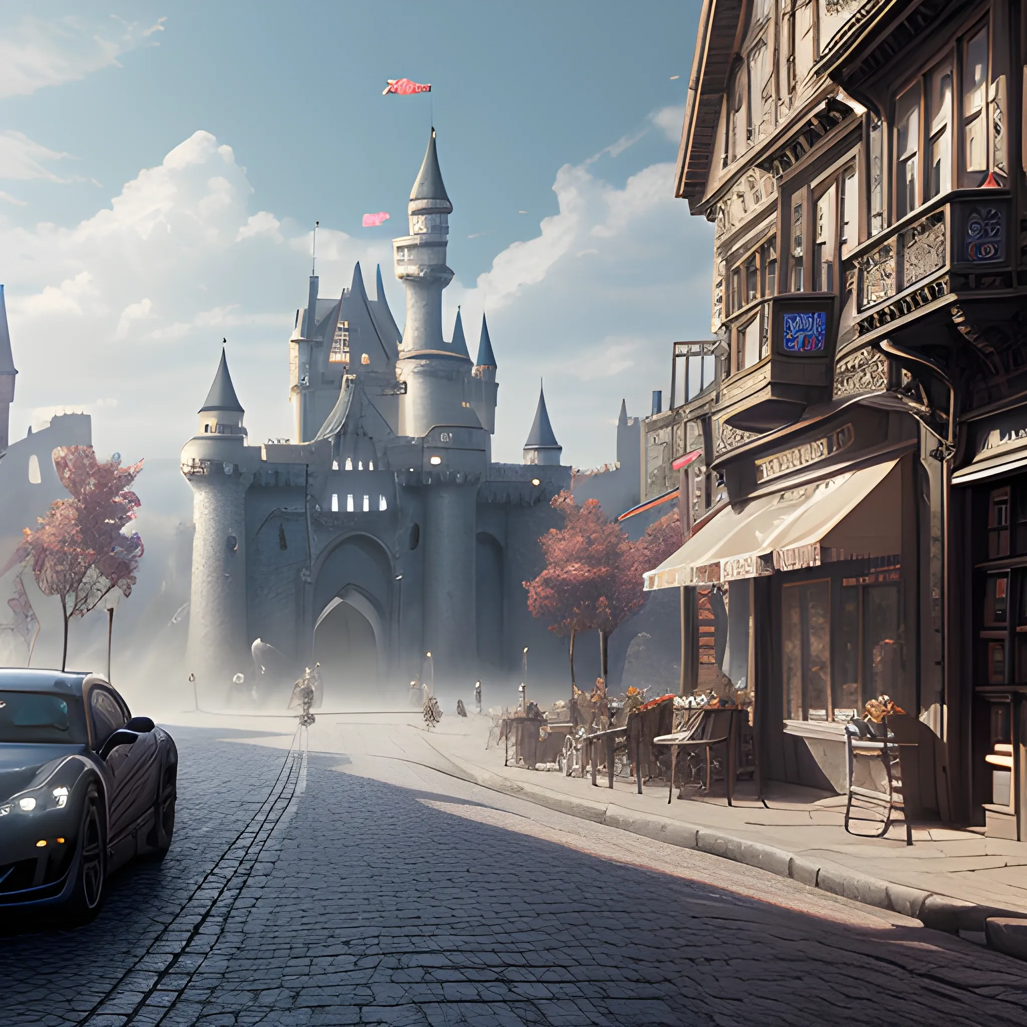 castle street, castle, white castle, very rich, 8k, high resolution, high quality, photorealistic, hyperrealistic, detailed, detailed matte painting, deep color, fantastical, intricate detail, splash screen, complementary colors, fantasy concept art, 8k resolution trending on Artstation Unreal Engine