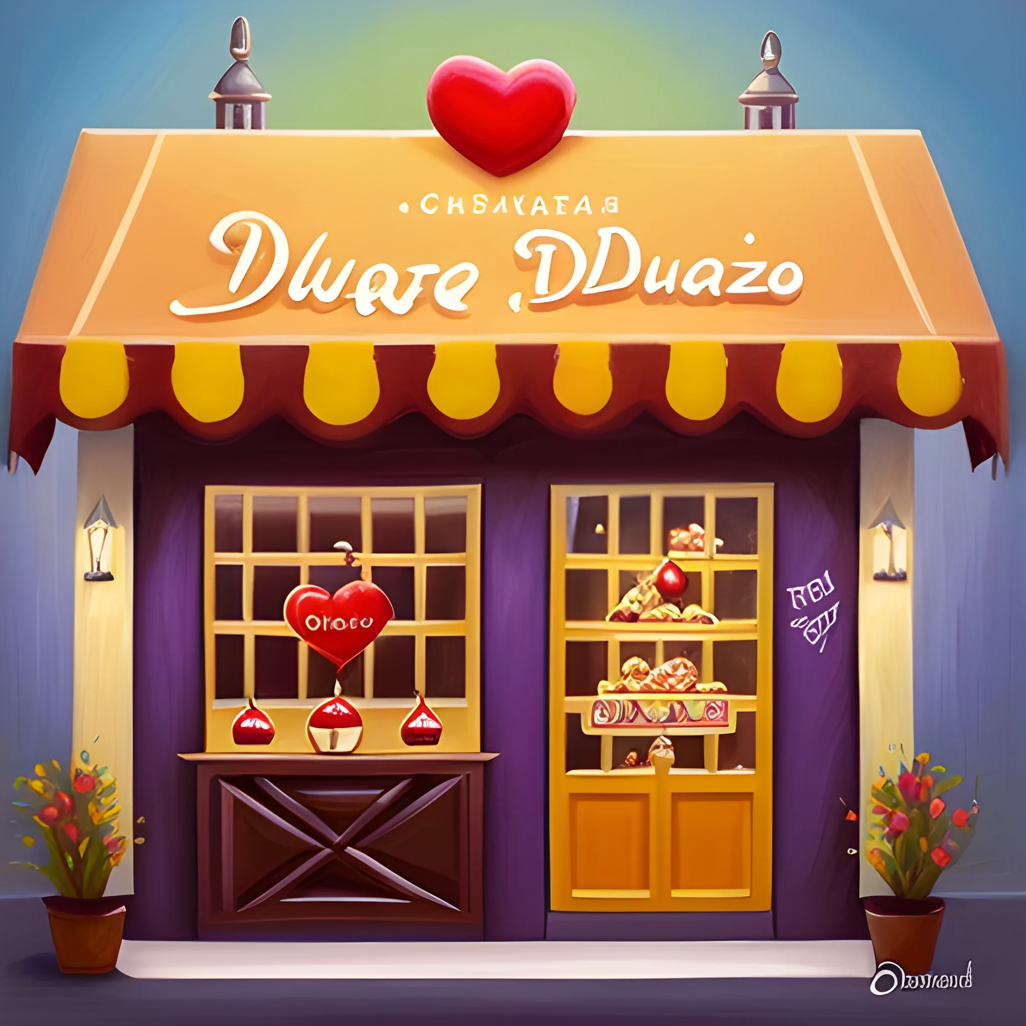 crear un logo de un restaurant de dulces de nombre bocados de amor, Oil Painting