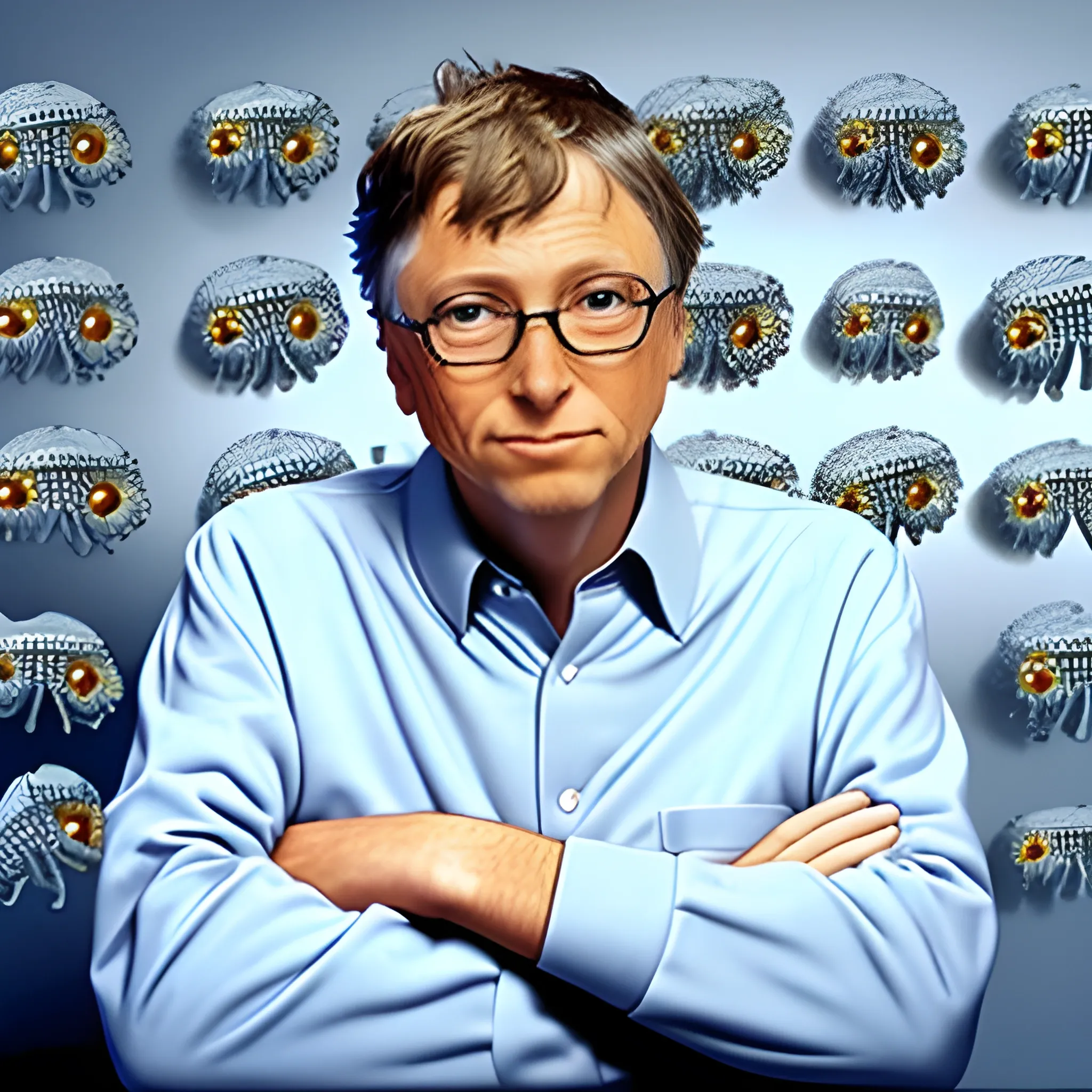 Bill Gates con muchas vacunas 