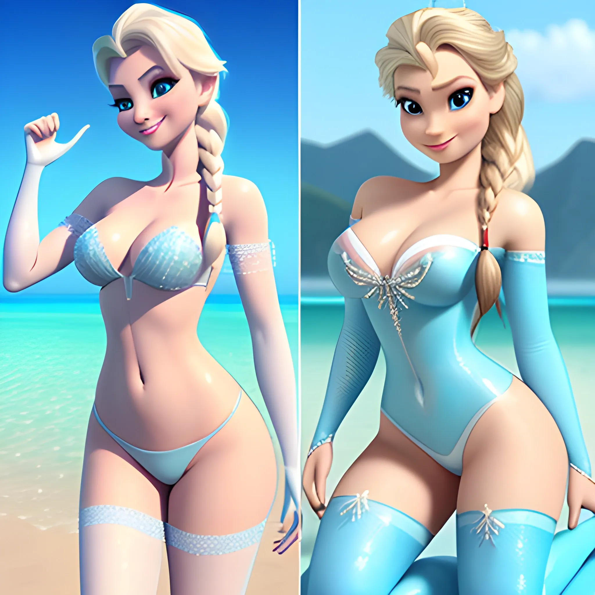 , 3D, sexy, Elsa, Bikini, 