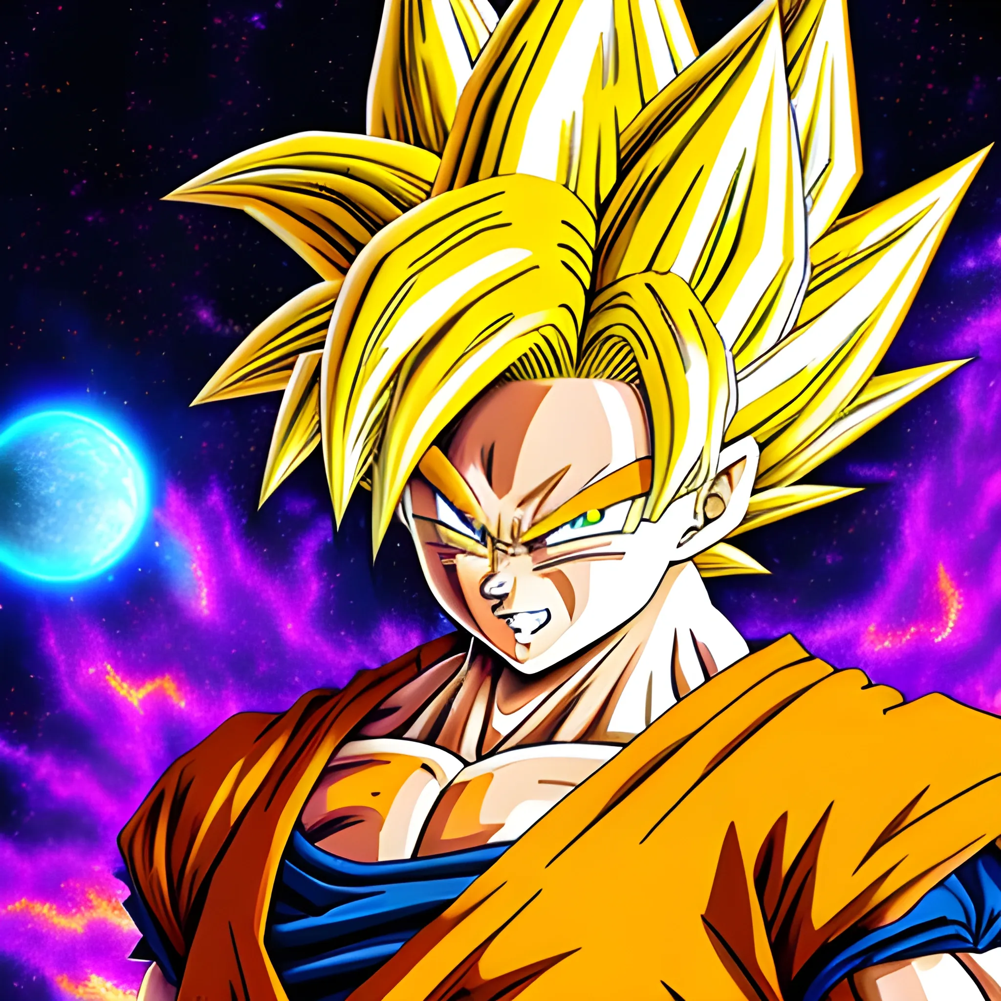 dbz, Trippy super saiyan goku over planet - Arthub.ai