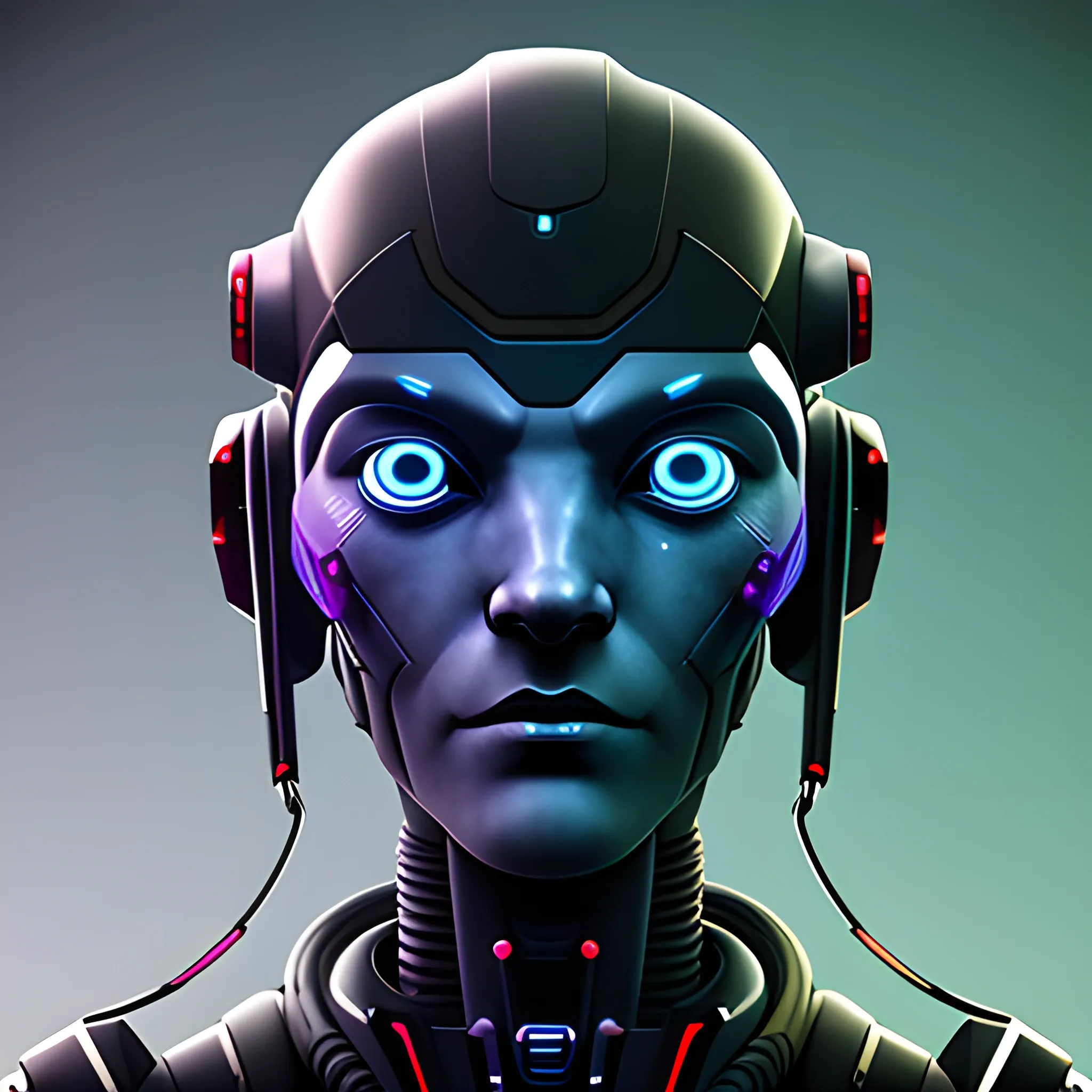 Cyberpunk style robot avatar, digital style, high quality