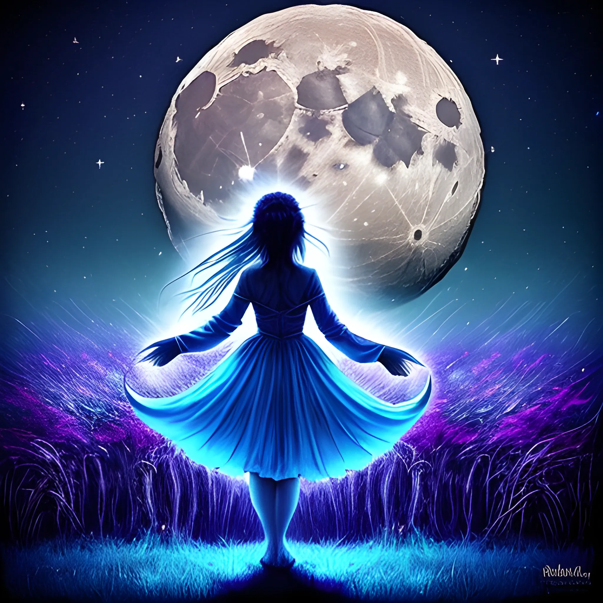 As the moon caresses the night sky, whispers of ancient magic awaken and dance upon the winds. Dare to venture into the realm of mystery and let your soul be enchanted. , Trippy