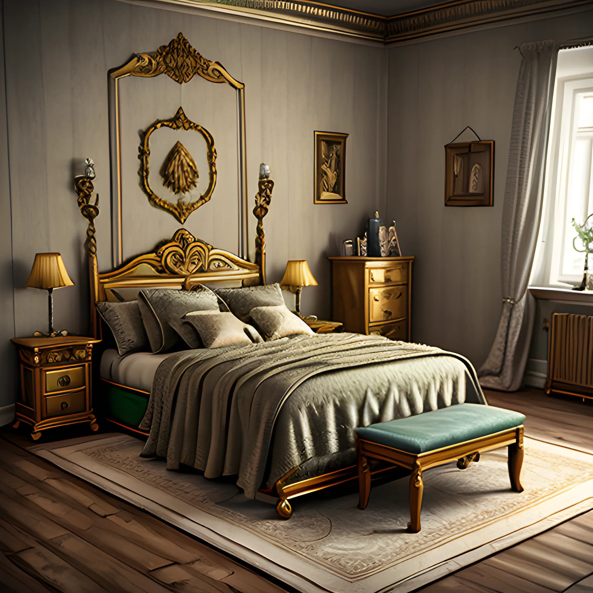  Nordic, piace of furniture, 3D, fantasy, room
