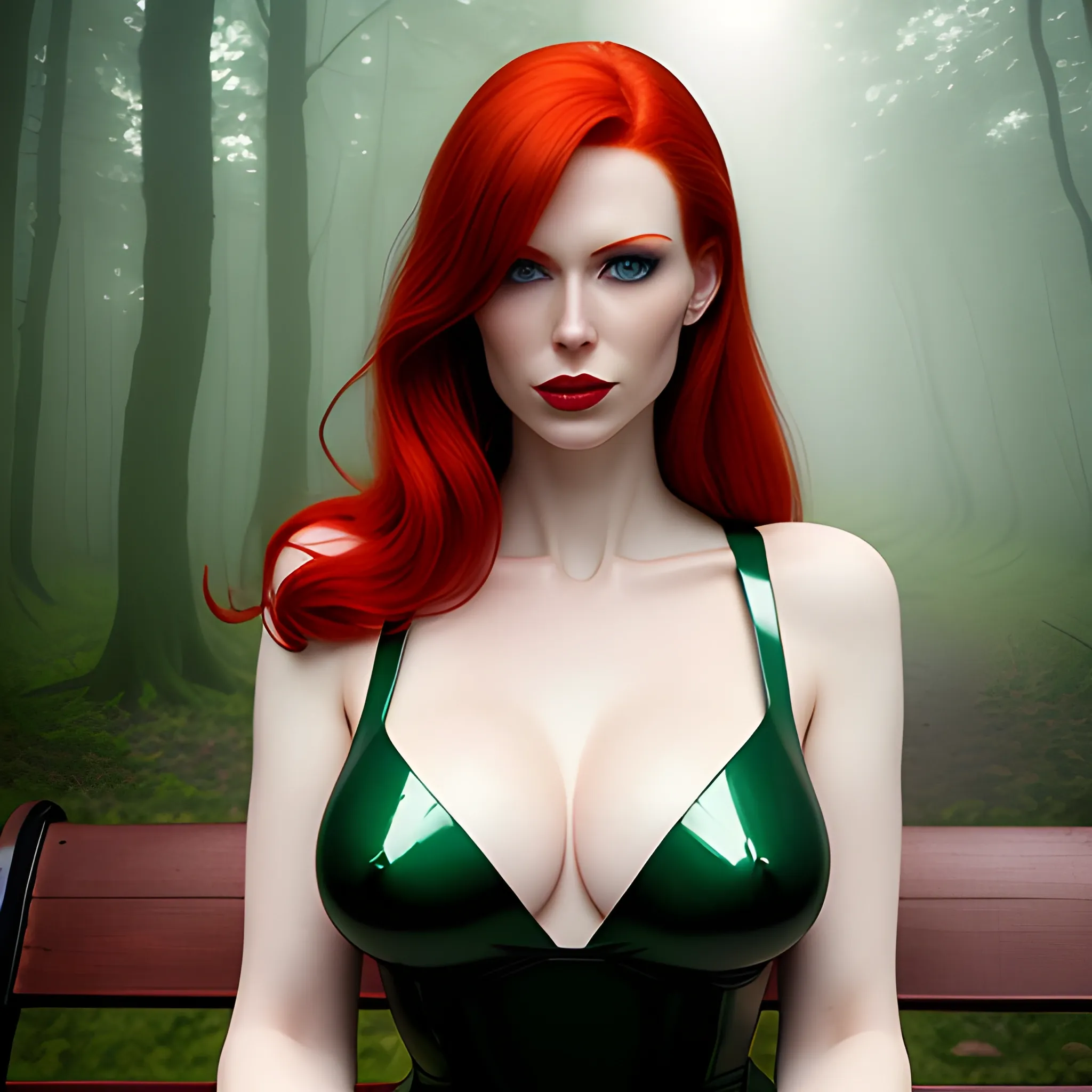 AI Art: Busty milf redhead saying hello by @Savant Renders