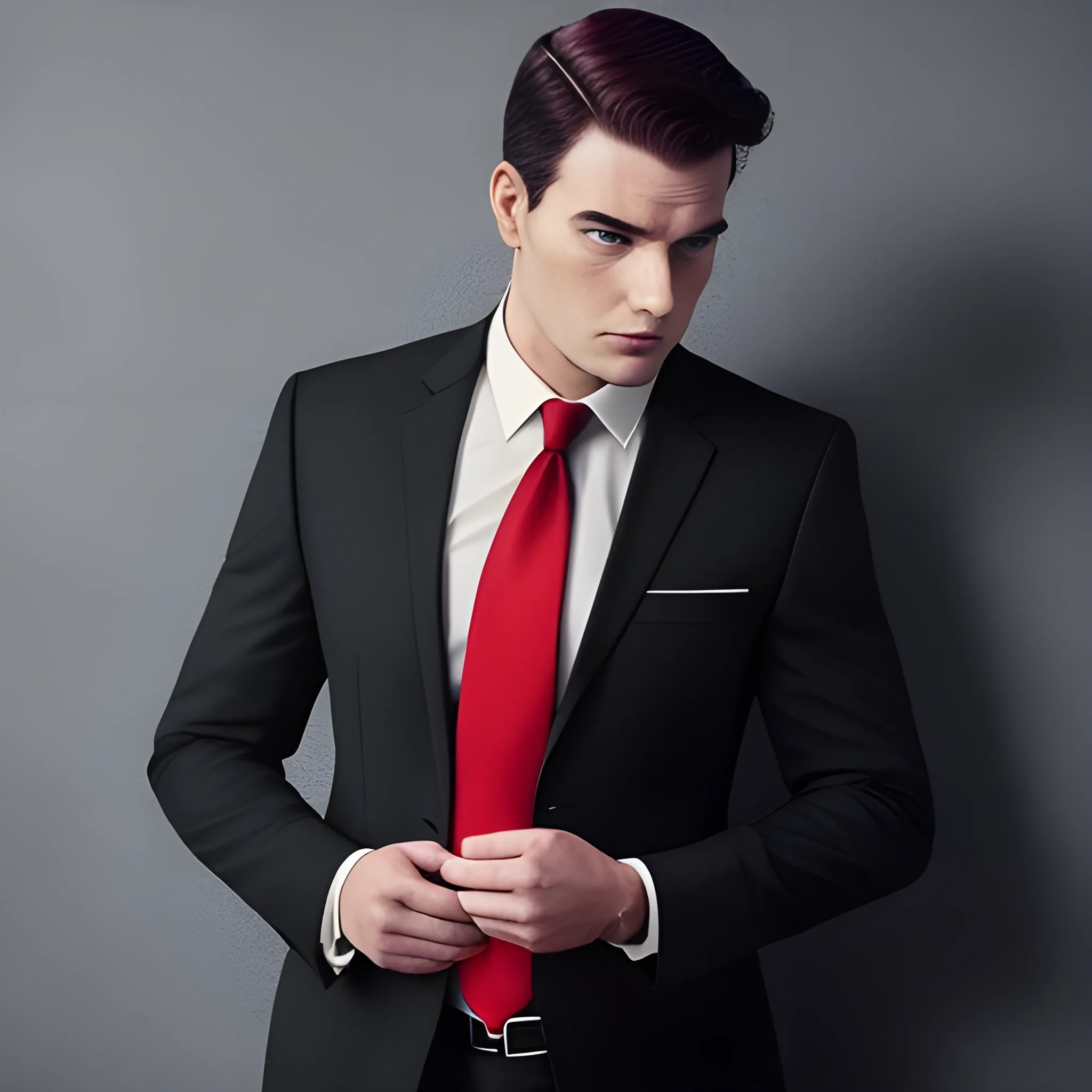 Black suit with red tie | Mens dress outfits, Black suit men, Wedding suits  men