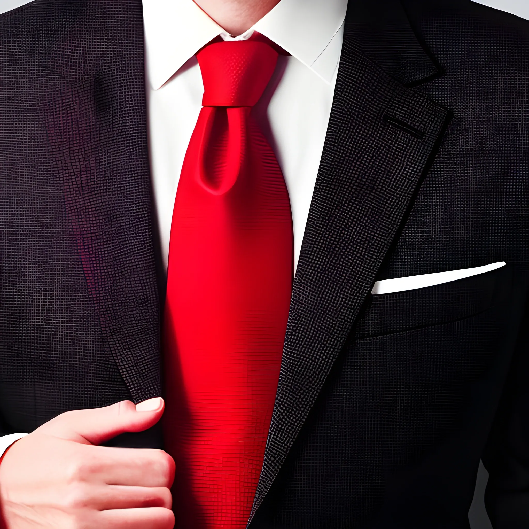 businessman with red-tie black-suit, profile photo, dark colours