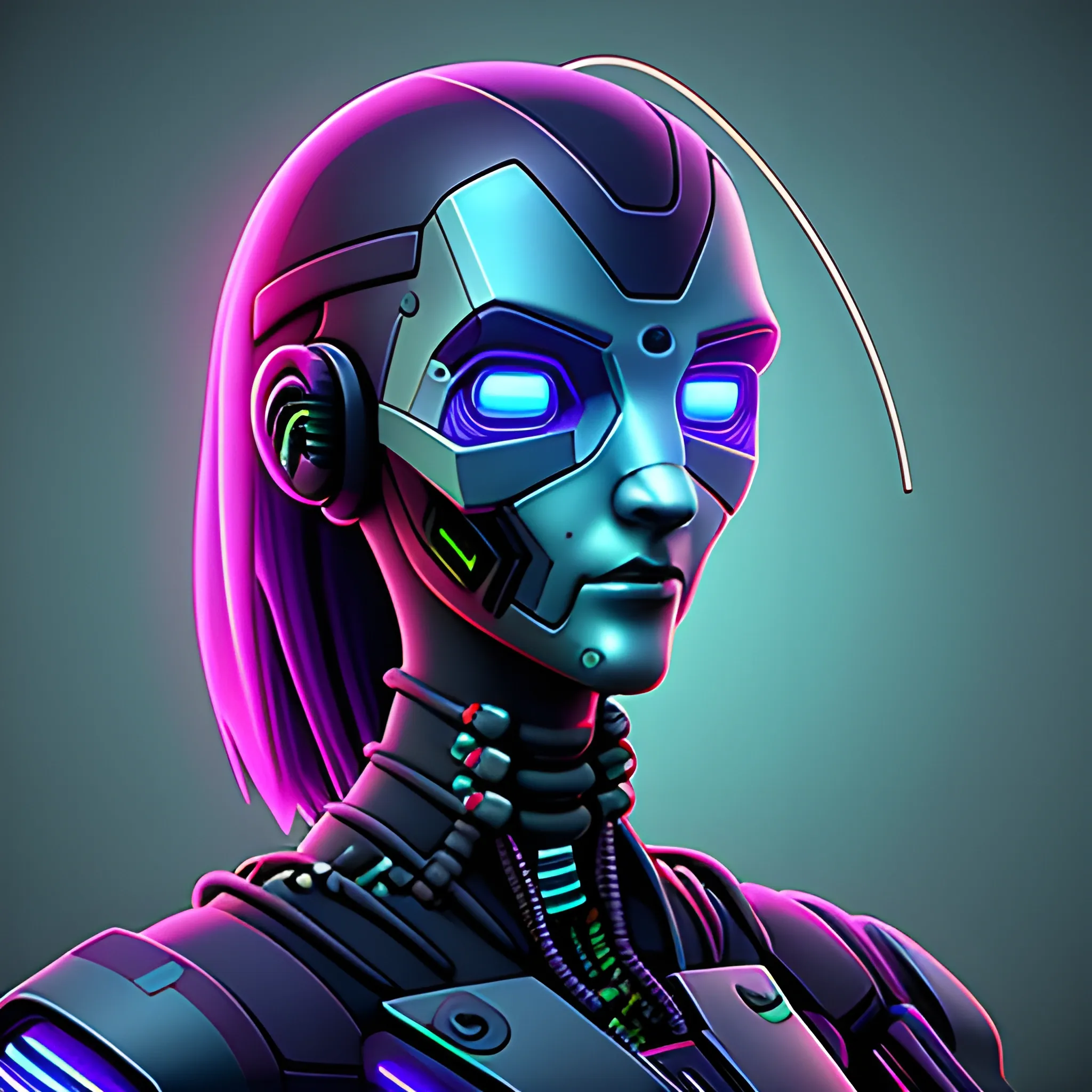 Cyberpunk style robot avatar, digital style, high quality