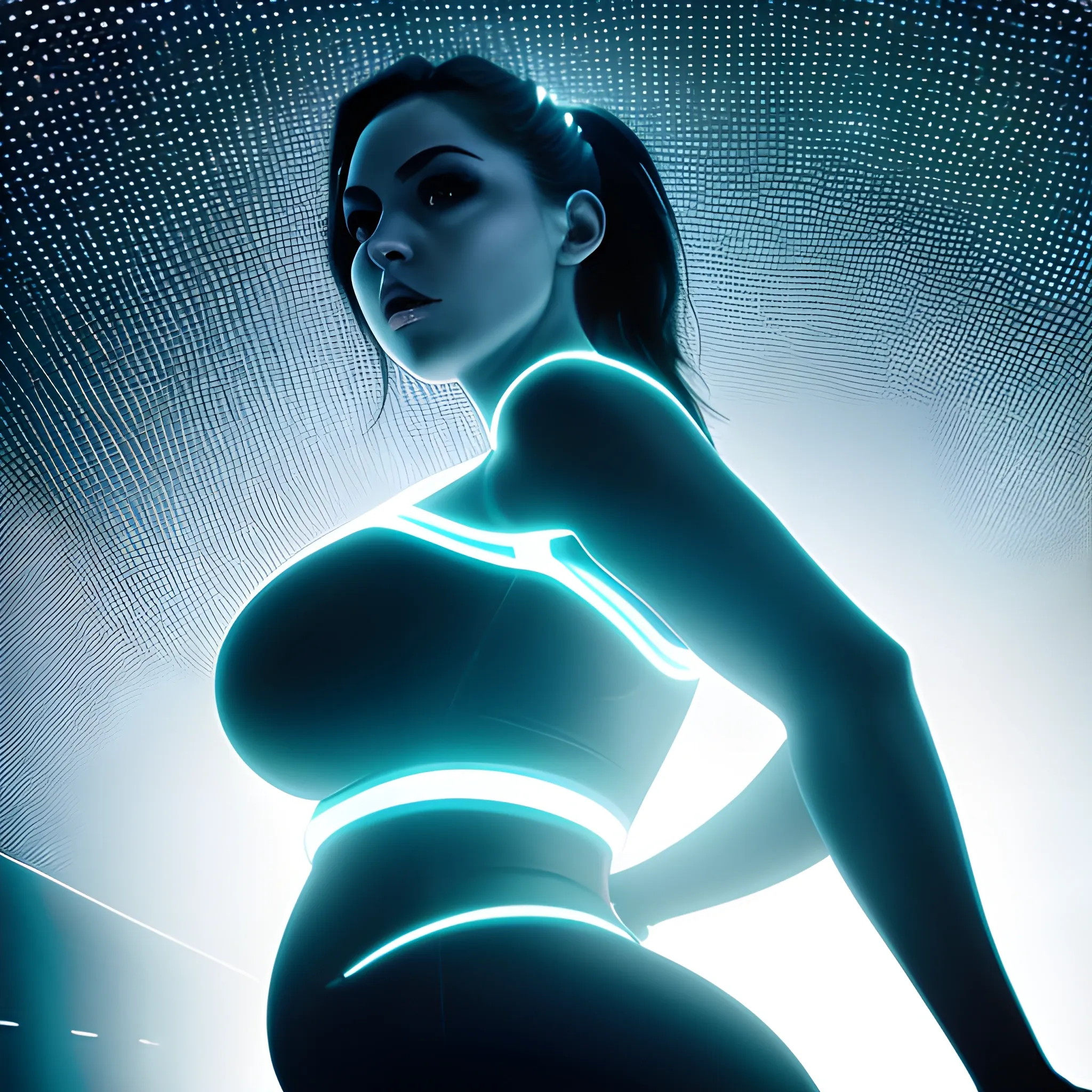 hyper bright backlight outlining darkened undistinguishable  feminine silhouette of hyper dynamic hyper hourglass figured hyper slim waist hyper big bosomed hyper busty hyper voluptuous hyper big butt massive thighs arms raised hyper flirtatiously hyper dynamically high above head sexy pose, hyper bright backlight outlining darkened undistinguishable feminine silhouette with arms raised high above head pose, uhd, dslr, hyper bright backlight, high quality, hyper dynamically hyper far zoomed out, hyper quality need for speed underground 2 aesthetic, hyper detailed hyper blinding glowing white lights hyper bright blinding white lights from center of night time city background, HD, 8k, photography