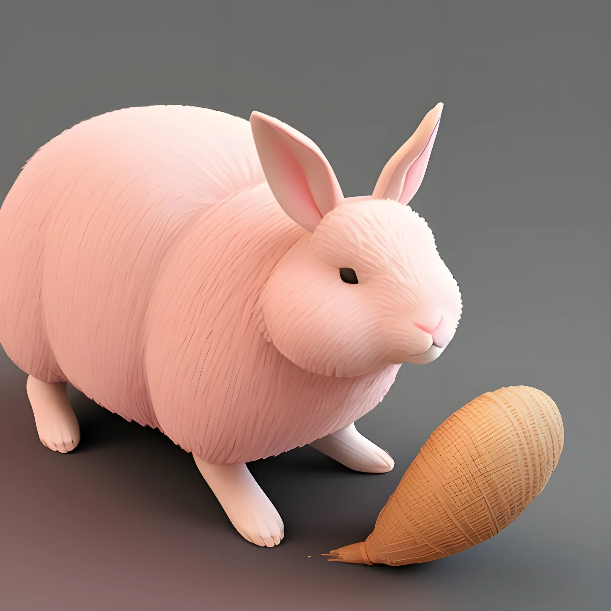 un conejo de peluche rosa cargando una cartulina, 3D