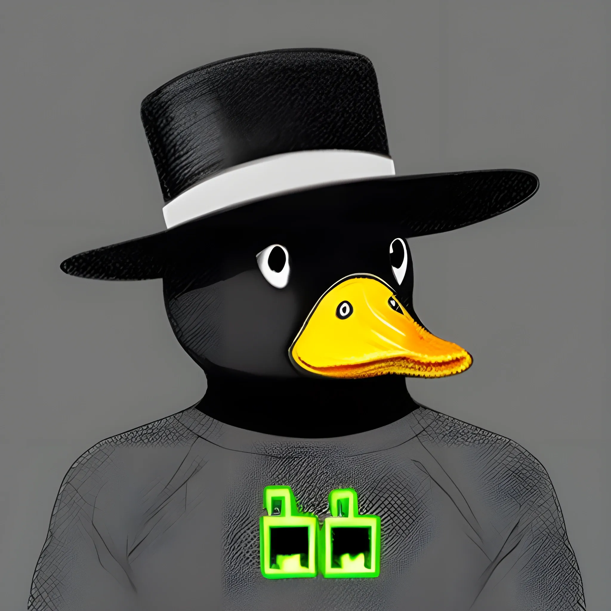 draw a duck with a black hat and it looks like he is a hacker, Trippy