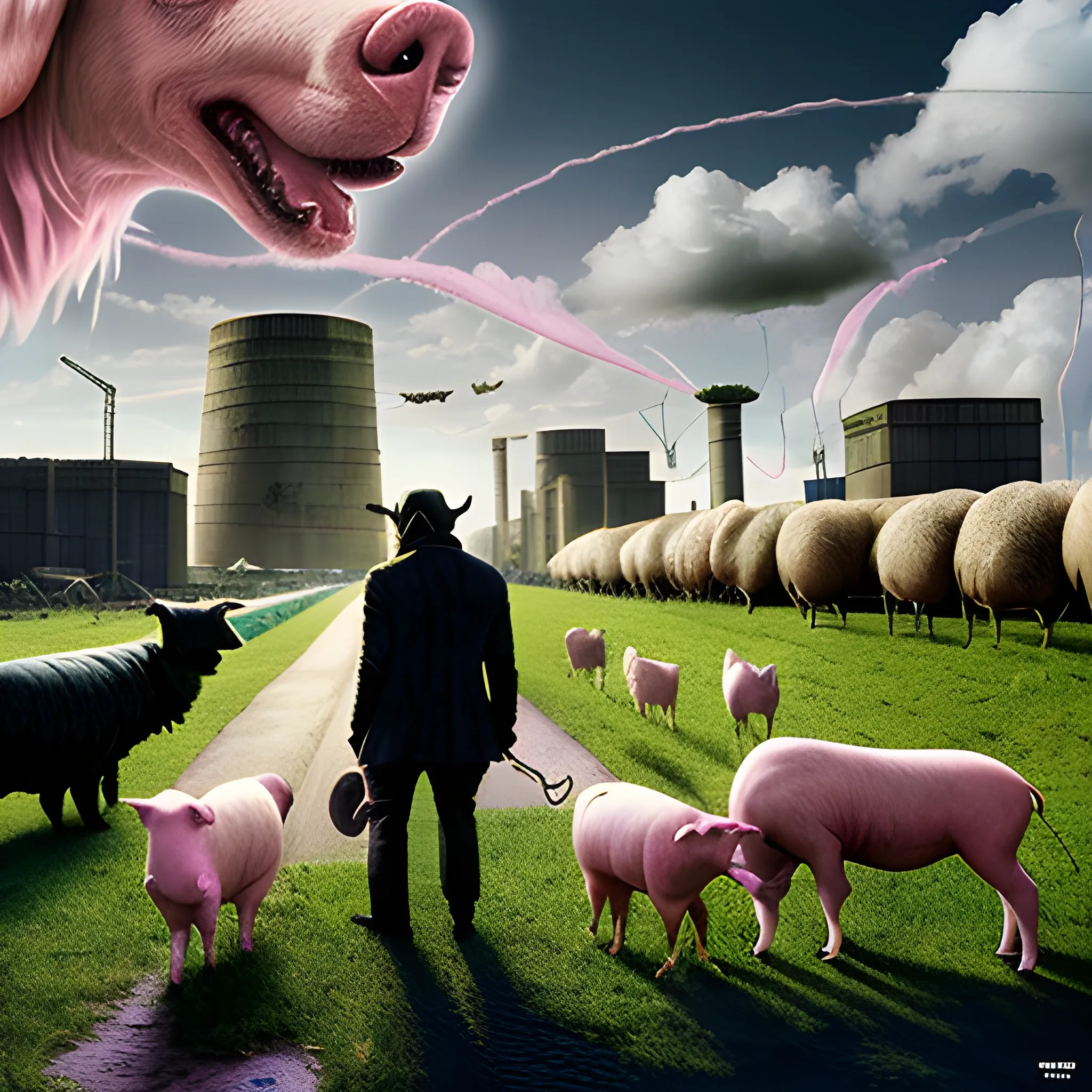 Pink Floyd Animals, Dogs, sheep , pigs , Cyberpunk 