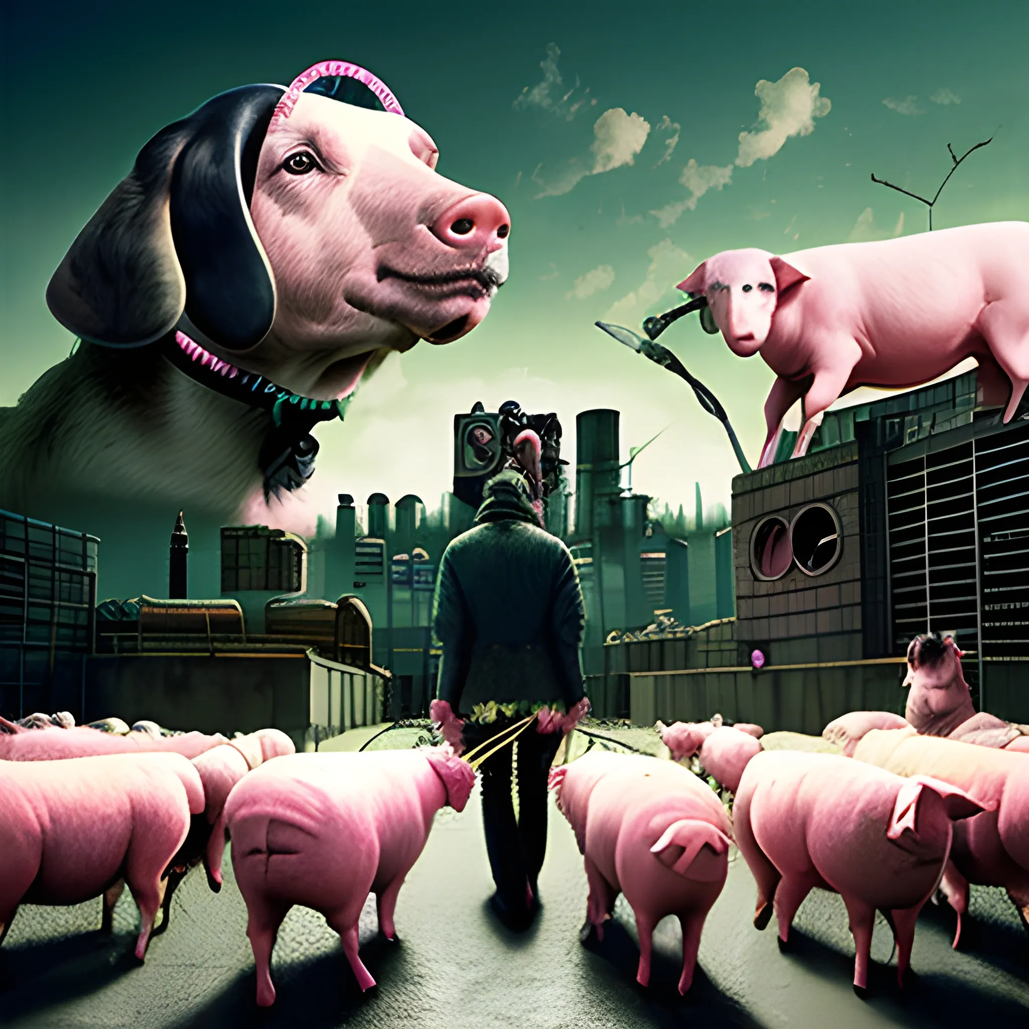 Pink Floyd Animals, Dogs, sheep , pigs , Cyberpunk 