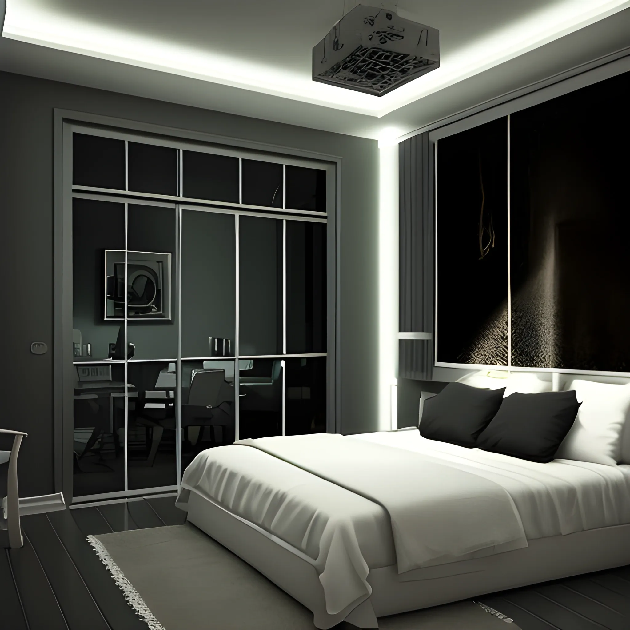 dark room in a house,whith good ligthting and quiet enviroment, 3D