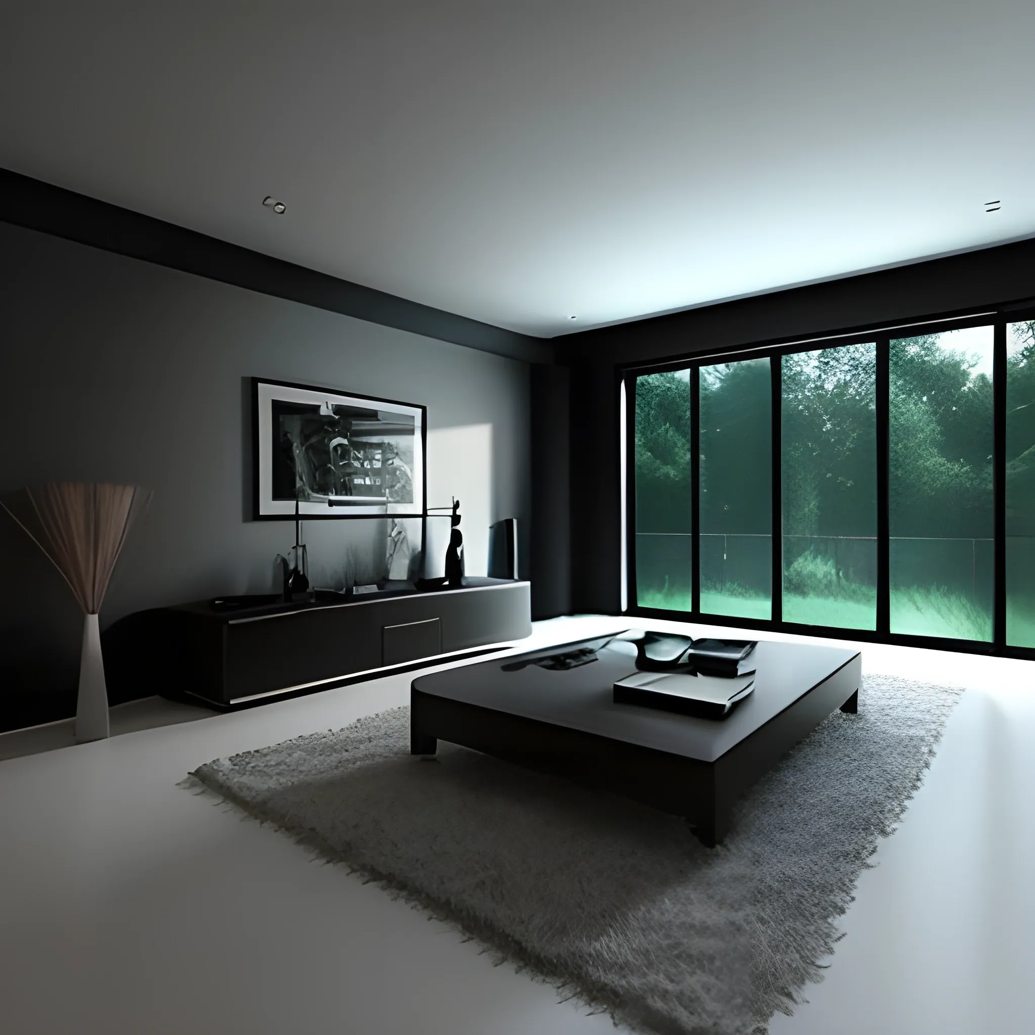 dark room in a house,whith warm lighting and quiet atmosphere, the room a little untidy 3D